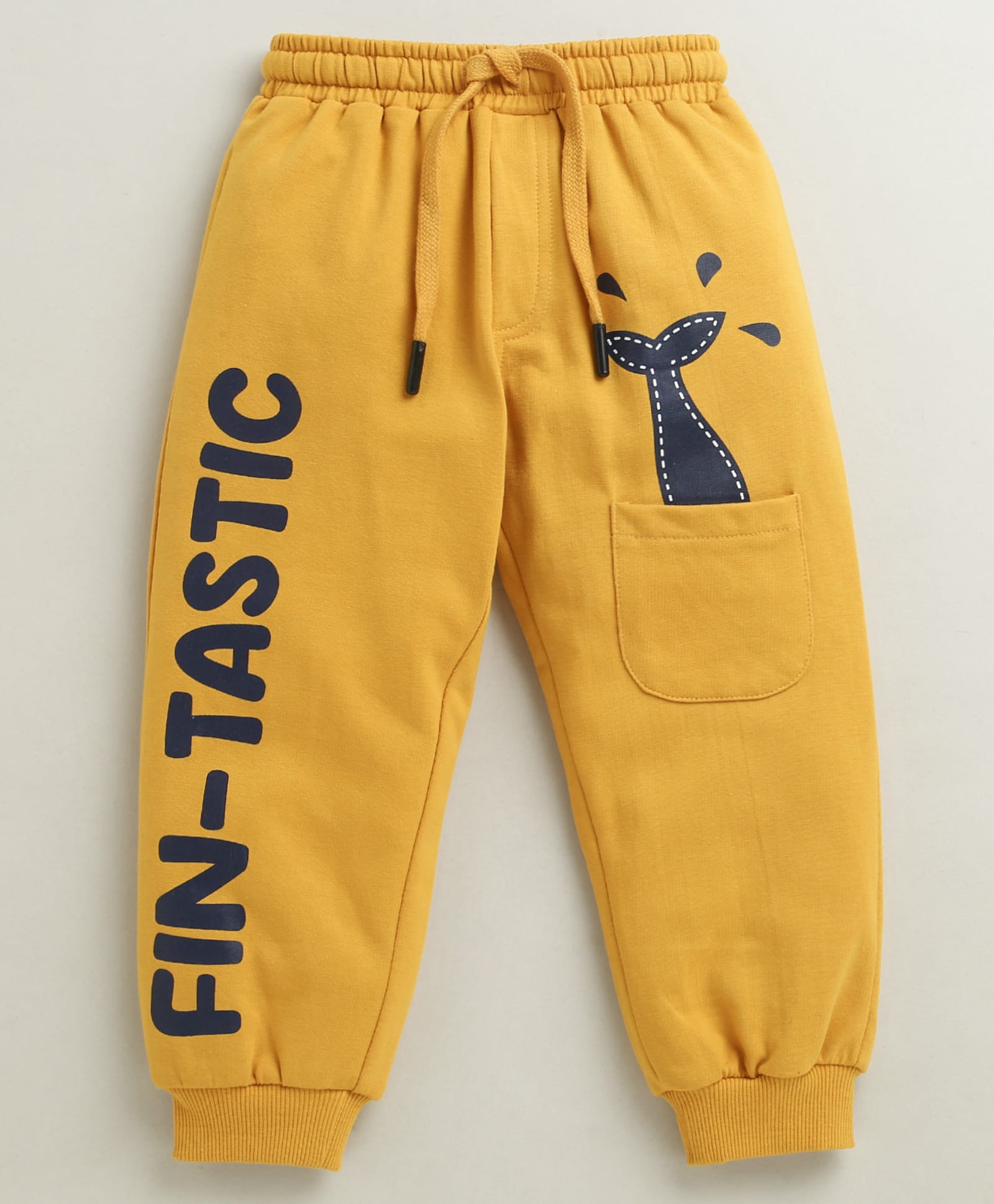 BUMZEE Cotton Knit Fintastic Text Printed Lounge Pant - Mustard-picture-20
