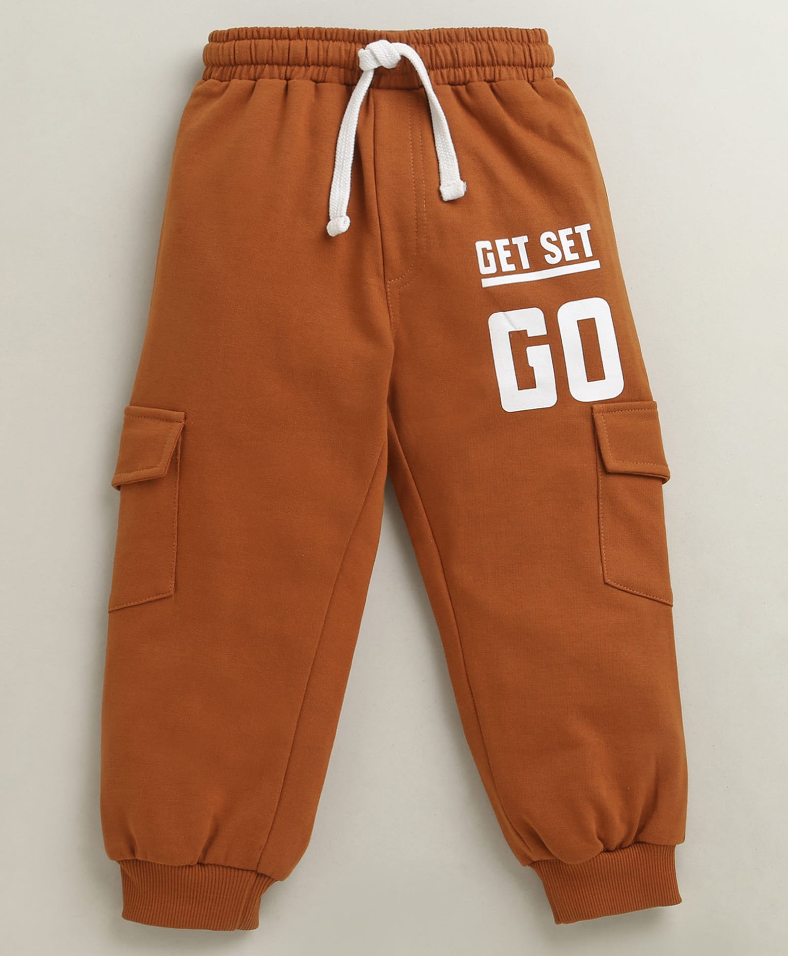 BUMZEE Cotton Knit Get Set Go Text Printed Lounge Pant - Rust-image-46