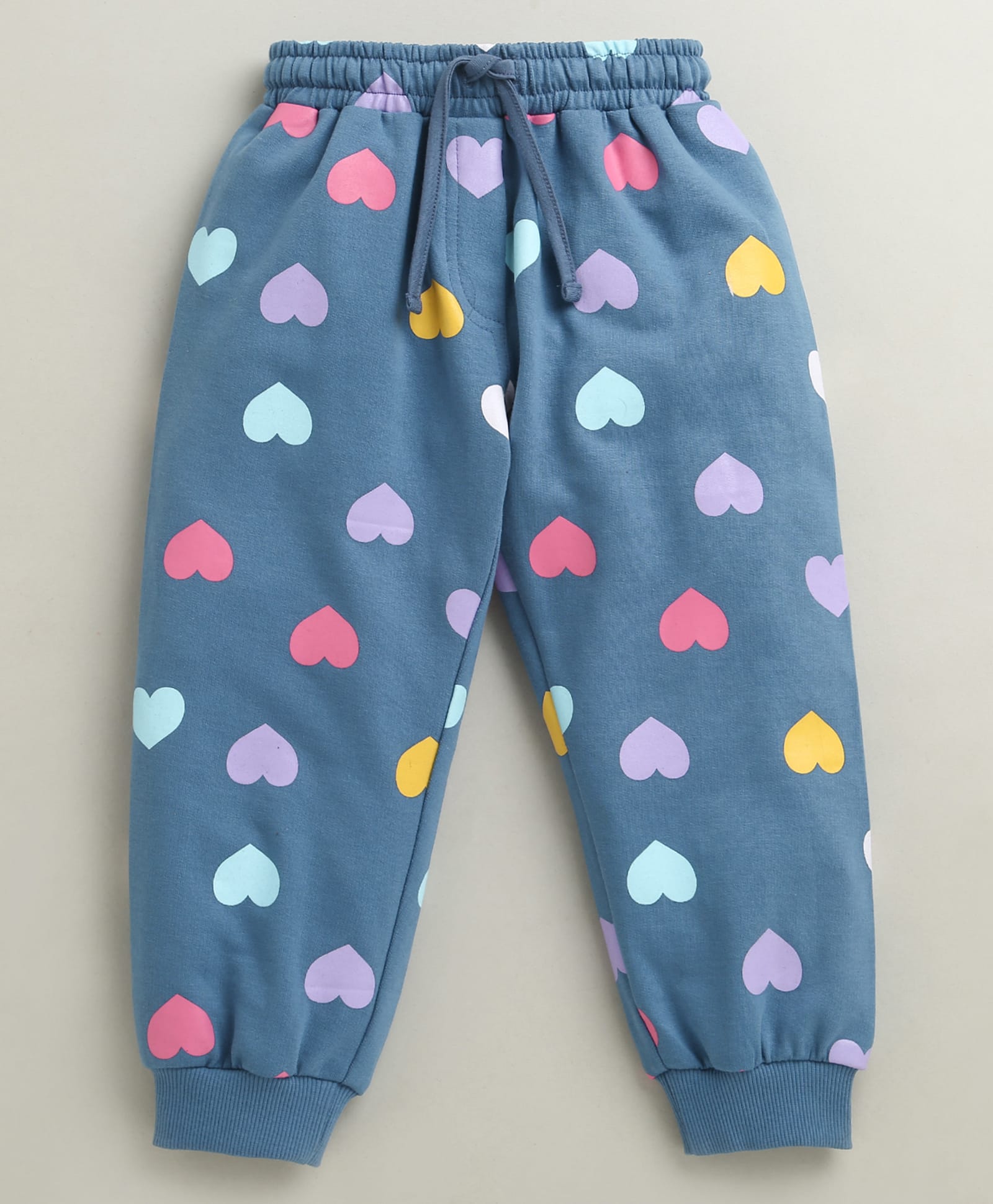 BUMZEE Cotton Knit Hearts Printed Lounge Pant - Blue-picture-5