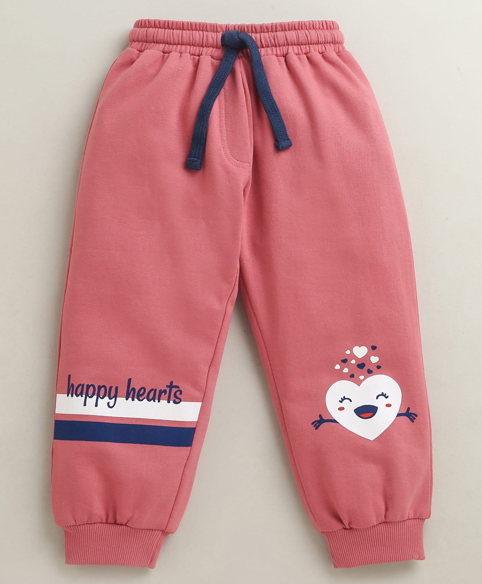 BUMZEE Cotton Knit Happy Hearts Text Printed Lounge Pant - Pink-image-44