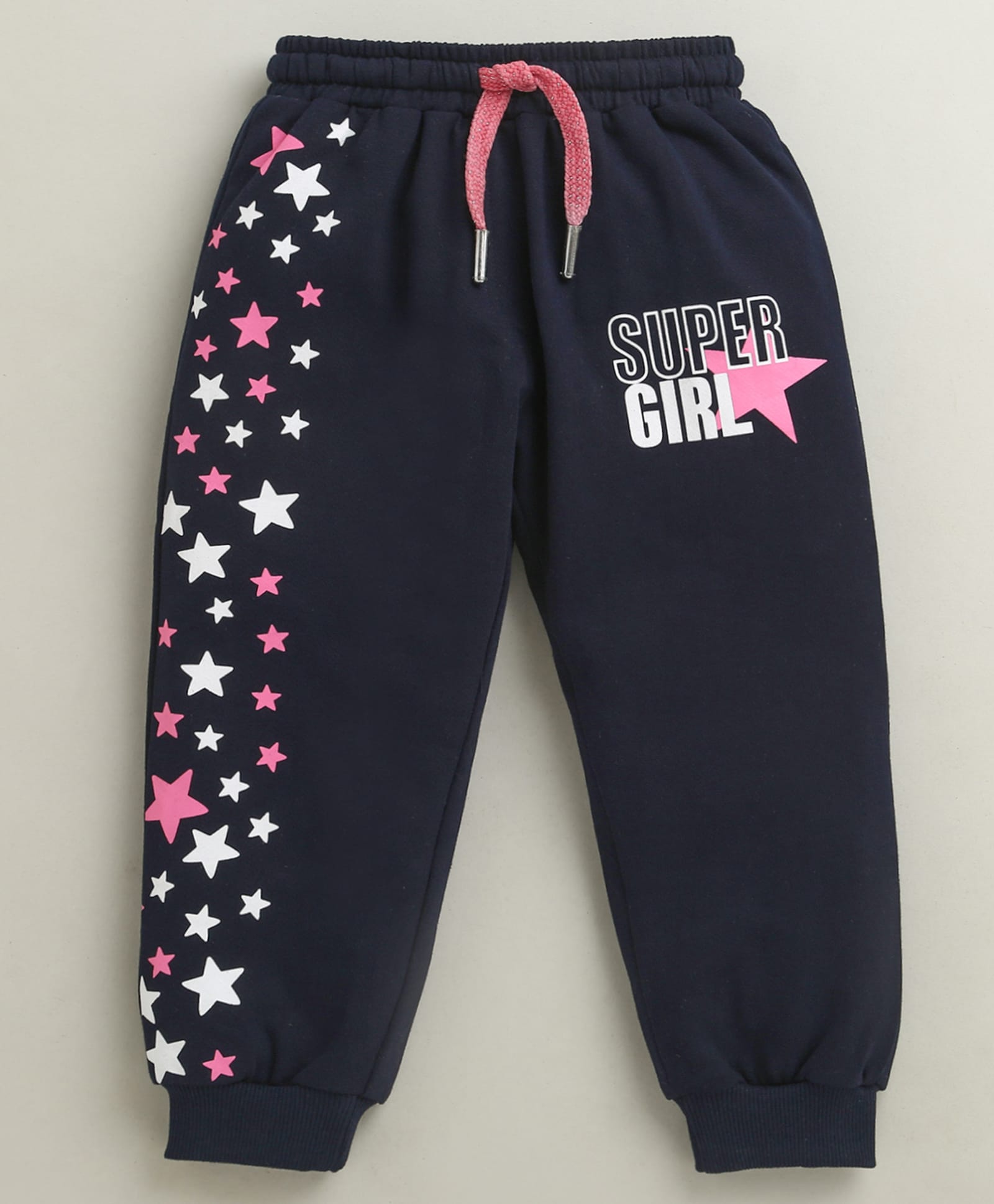 BUMZEE Cotton Knit Stars & Super Girl Text Printed Lounge Pant - Navy Blue-picture-28