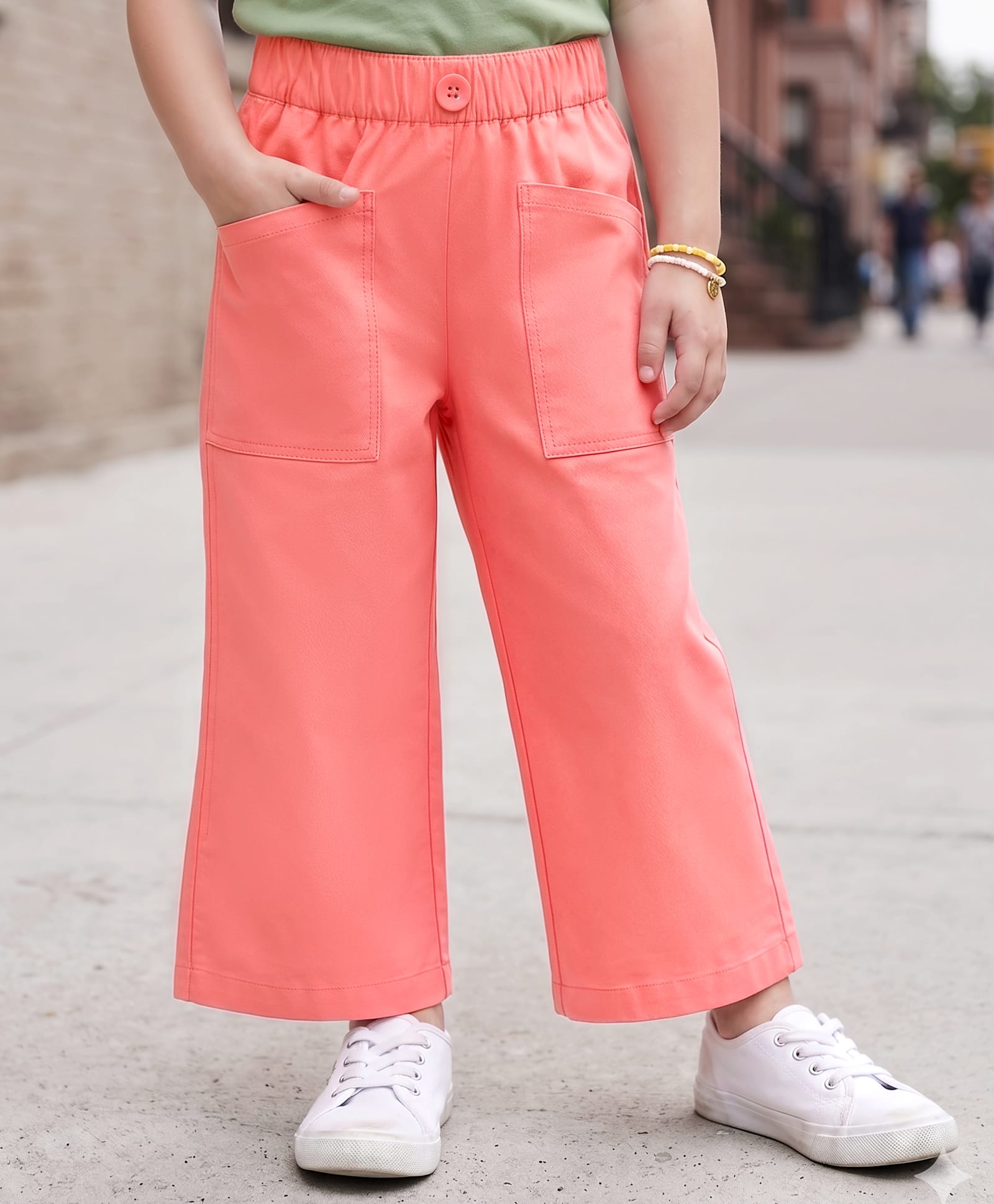kookie kids india Kookie Kids Cotton Woven Capri Length Solid Color Lounge Pant - Peach-picture-37