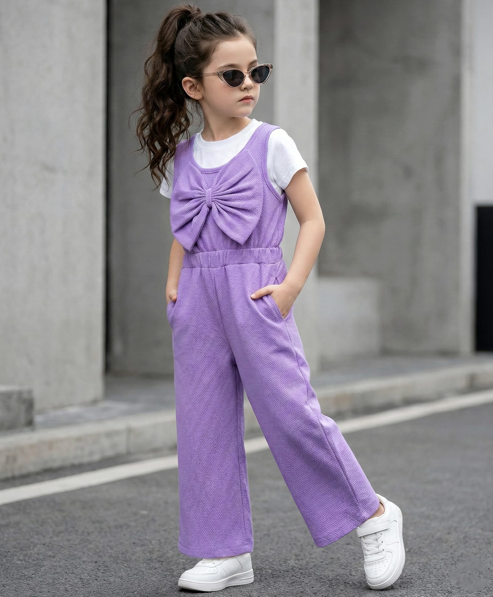 OLLINGTON ST. 100% Cotton Sinker Knit Half Sleeves Jumpsuit - Lavender & White-image-19