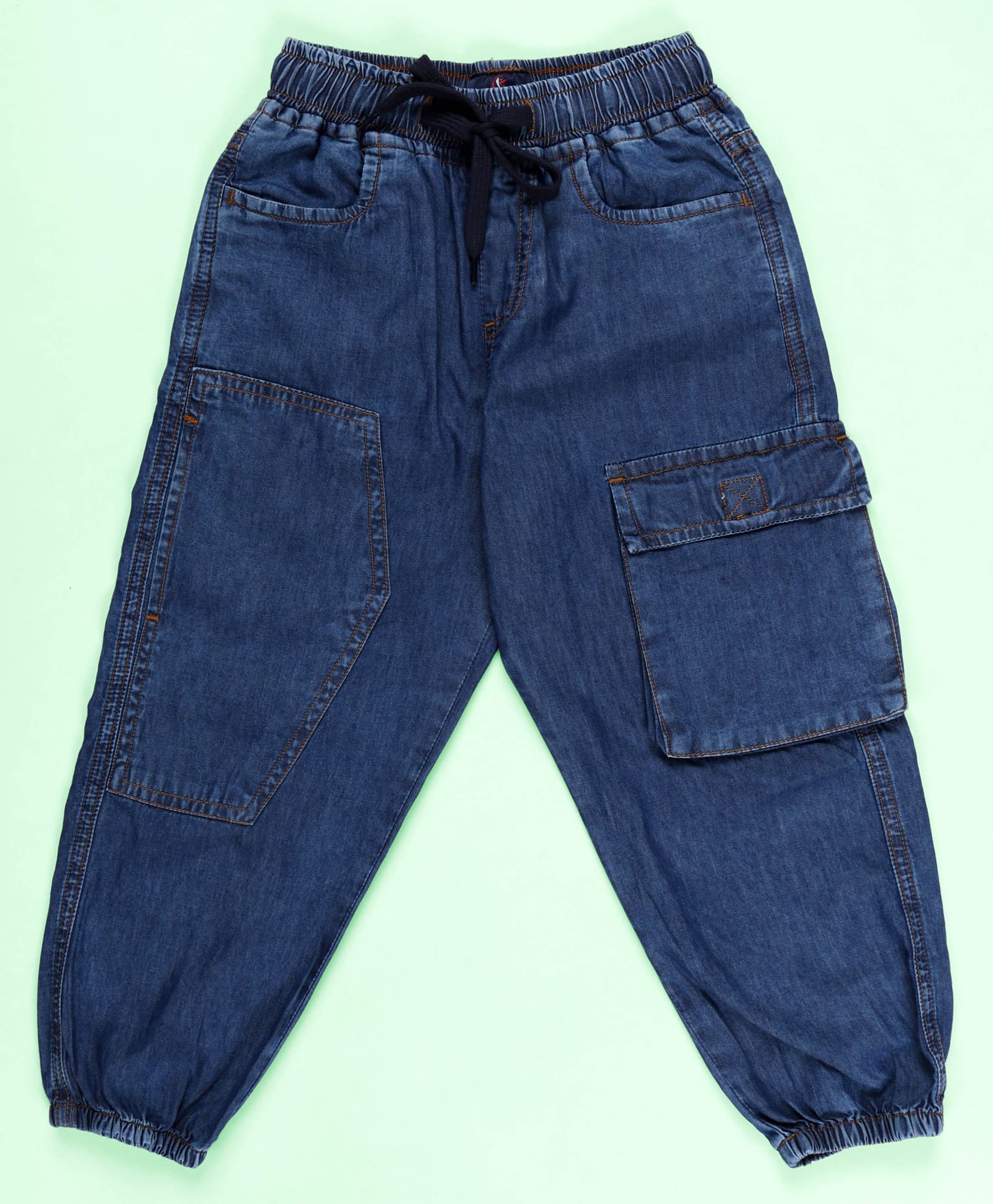 Kiddopanti Denim Solid Jogger FIt Jeans - Dark Blue-picture-38