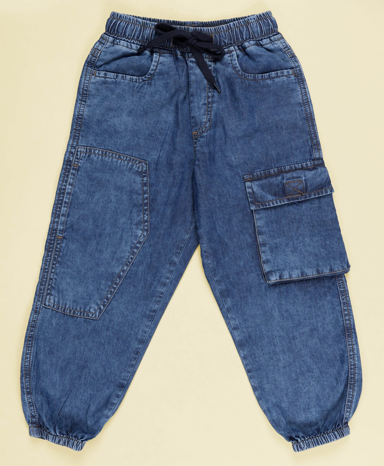 Kiddopanti Denim Solid Jogger FIt Jeans - Blue-picture-15