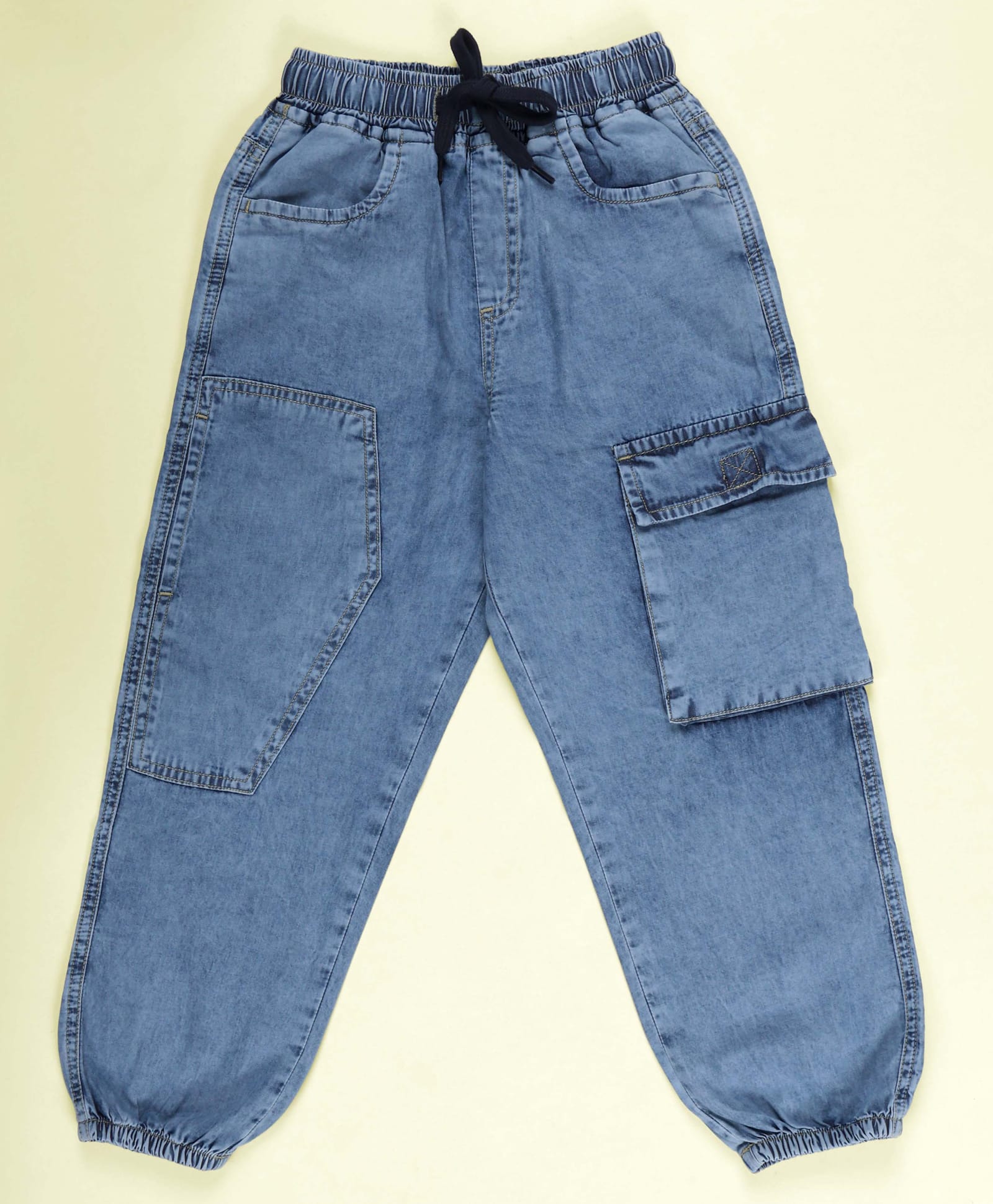 Kiddopanti Denim Solid Jogger FIt Jeans - Light Blue-picture-37