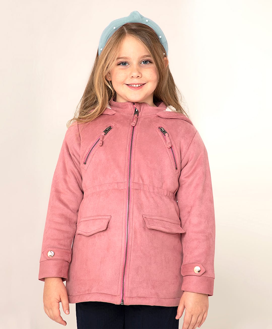 Cherry Crumble By Nitt Hyman Woven Full Sleeves Solid Light Winter Hooded Jacket - Peach-picture-14