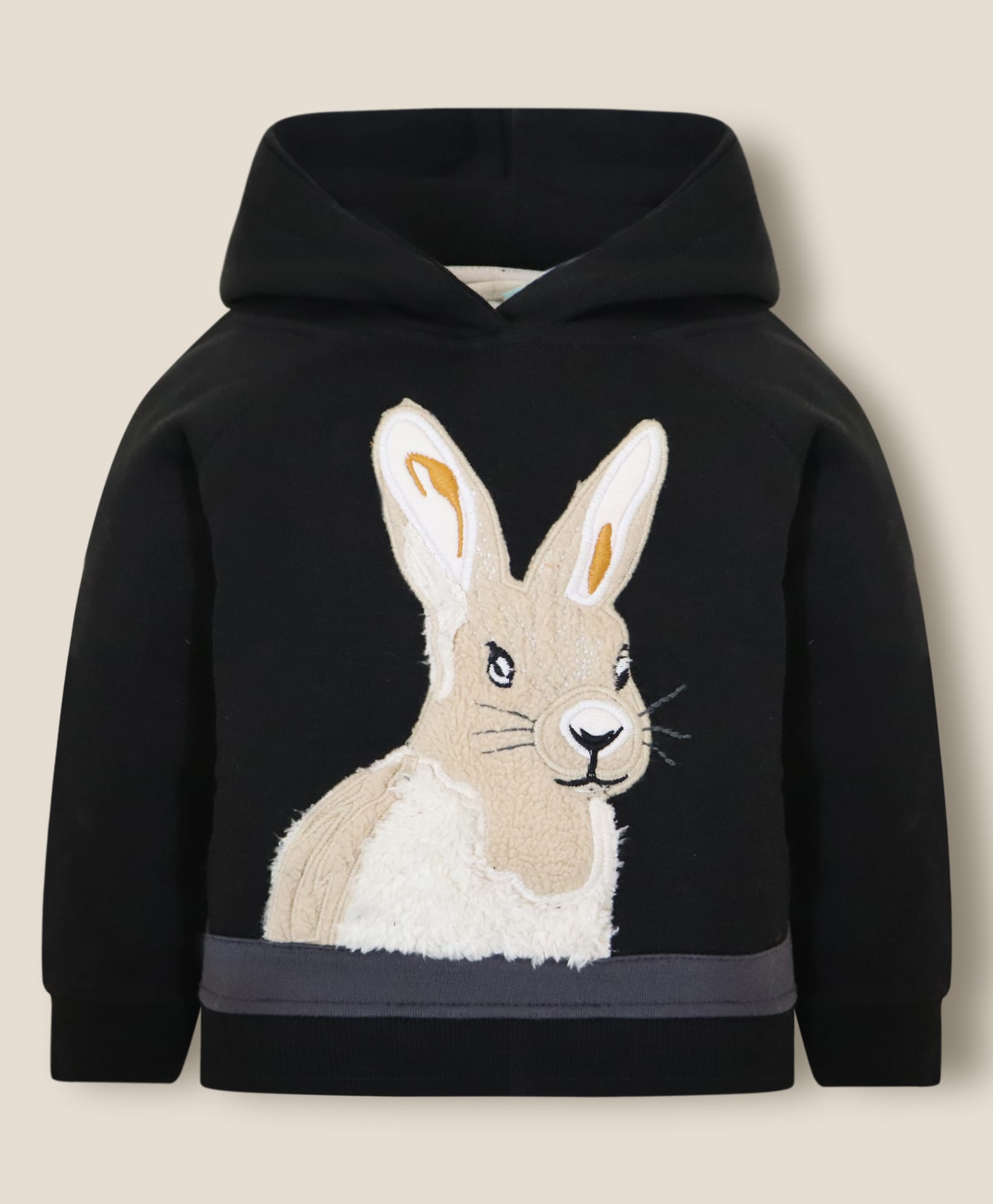 Cherry Crumble By Nitt Hyman Blended Knit Full Sleeves Rabbit Embroidered Light Winter Hooded Sweatshirt - Black-picture-32