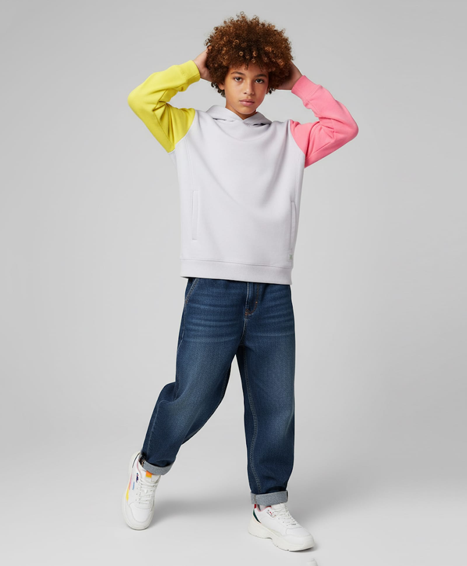 Cherry Crumble By Nitt Hyman Blended Knit Full Sleeves Colour Blocked Light Winter Hooded Sweatshirt - Grey-picture-27