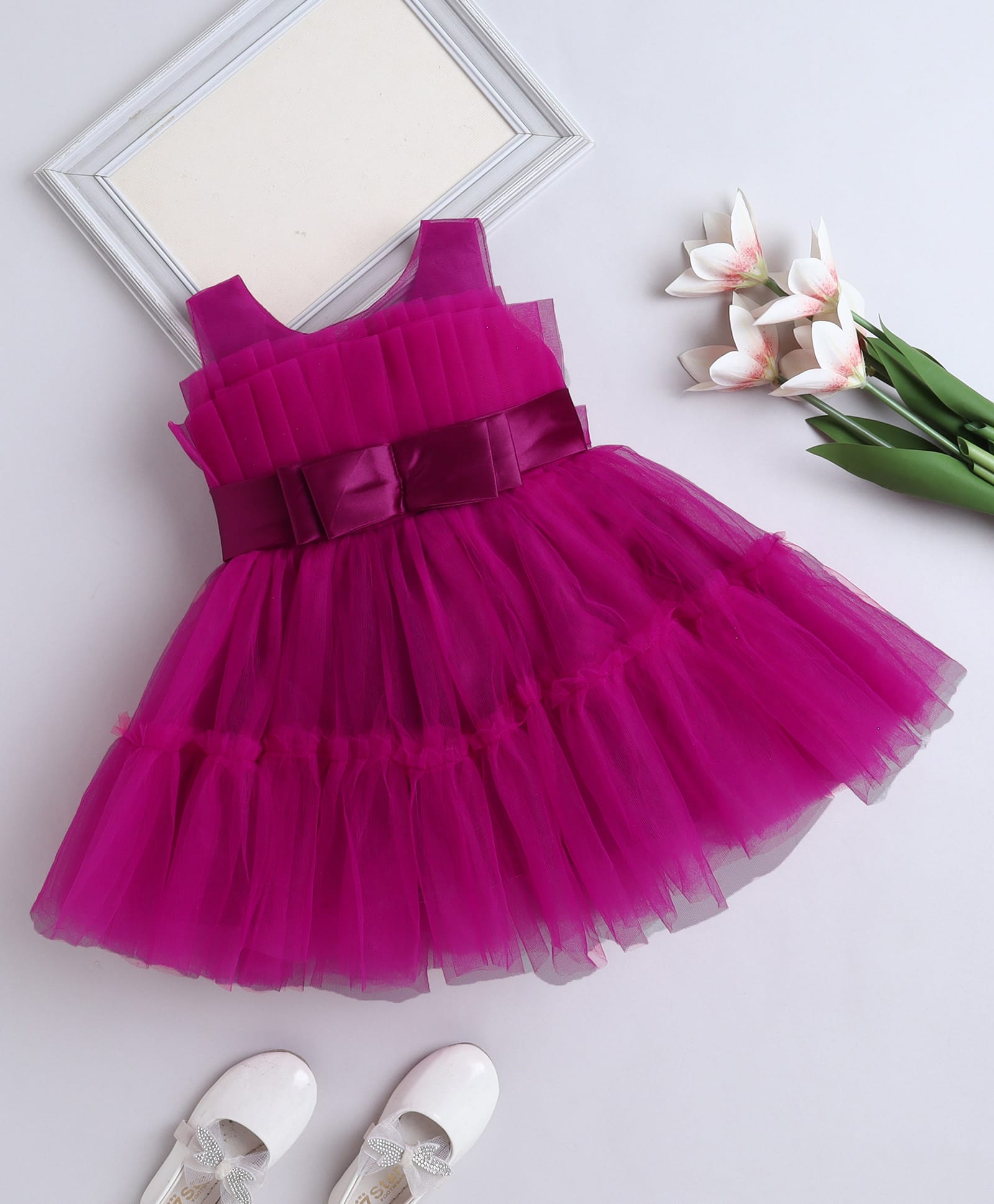 The Magic Wand Woven Sleeveless Pleated Dress - Magenta-picture-17