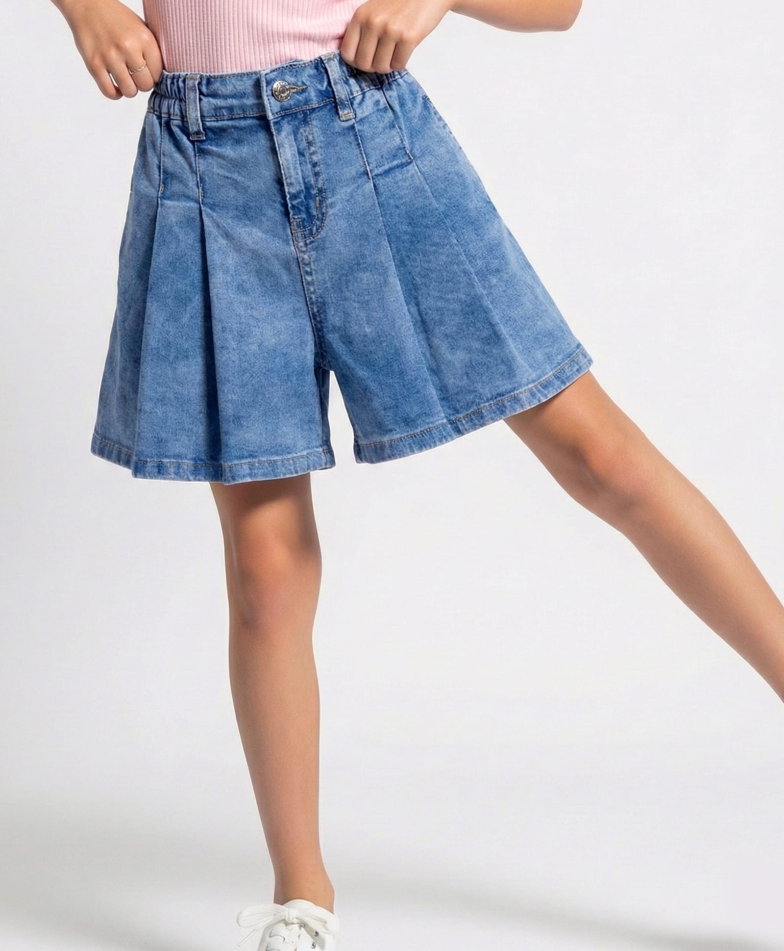 Arias Denim Woven Solid Colour Skort - Light Blue-image-23