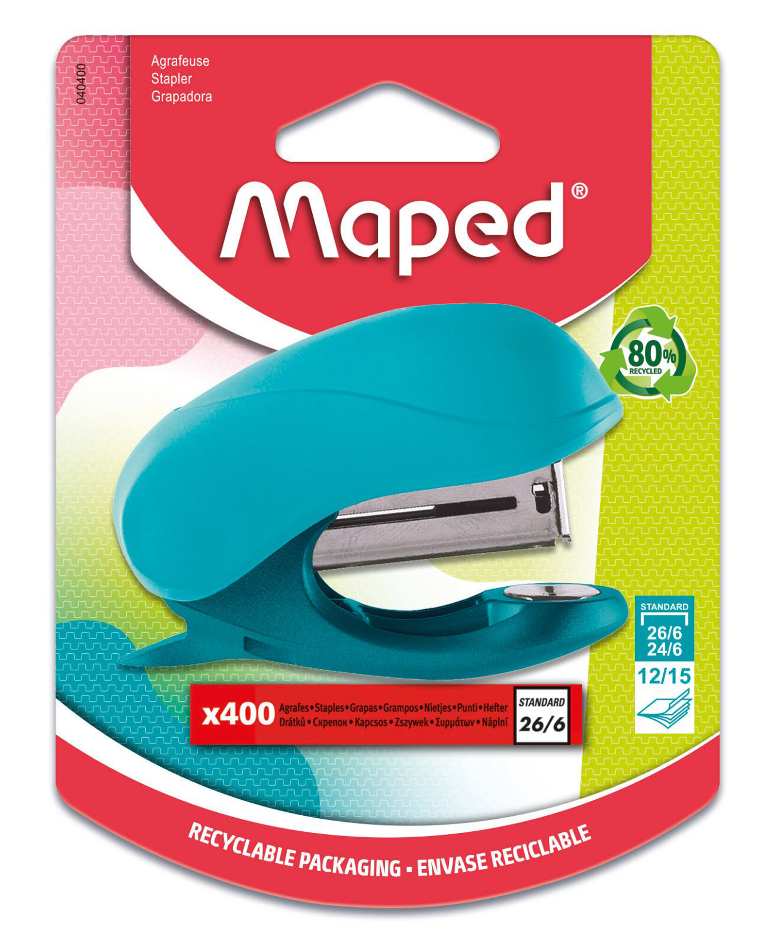 Maped Mini Stapler Vivo 24/6 & 400 Staples in Assorted Colors - Blue & Pink-picture-16