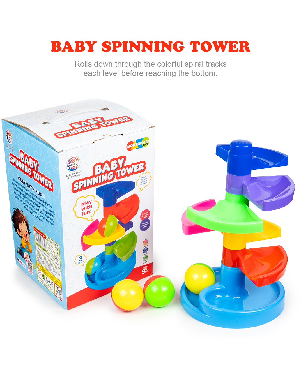 Ratnas Baby Spinning Tower with 1N Base 6N Tower & 3N Balls - Multicolor-image-26