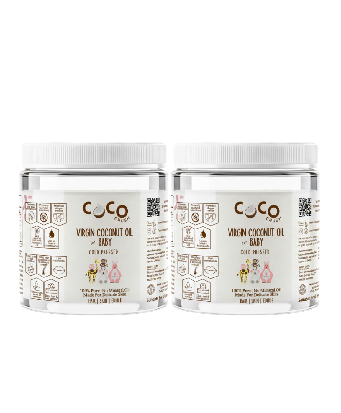 Coco Crush Cold Pressed Baby Virgin Coconut Oil - Pure Hair & Body Massage Oils (Pet Jar) (2x200ml) (400 ml)-image-34