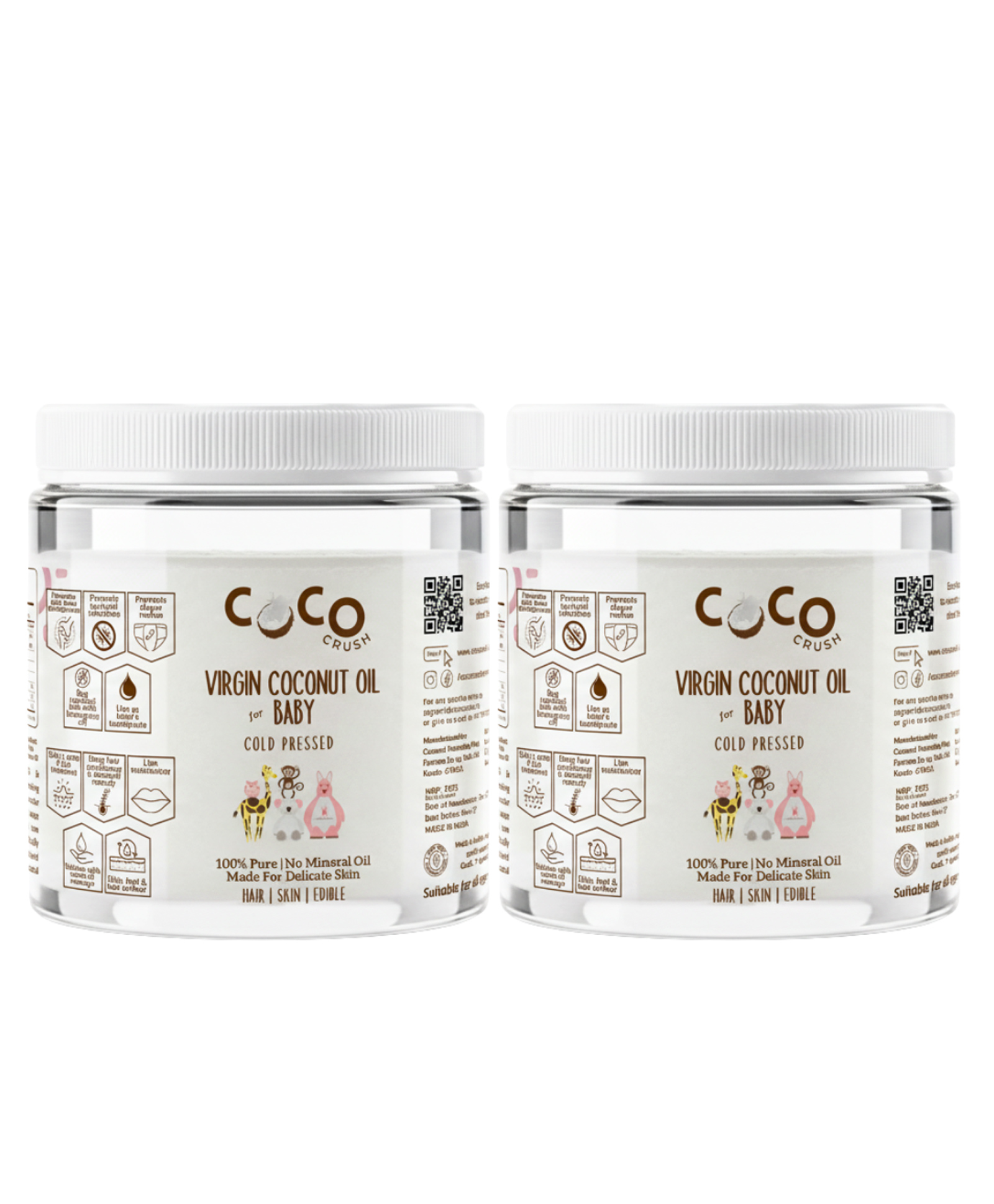 Coco Crush Cold Pressed Baby Virgin Coconut Oil - Pure Hair & Body Massage Oils (Pet Jar) (2x500ml) (1000 ml)-image-35