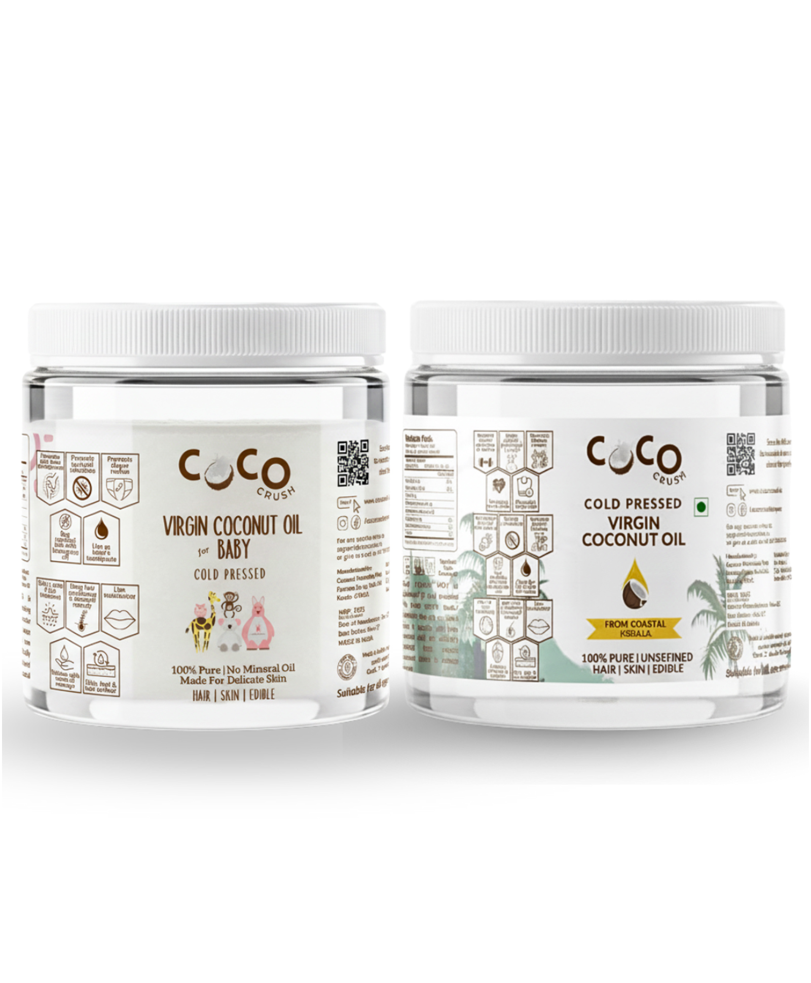 Coco Crush Cold Pressed Baby Coconut Oil & Virgin Coconut Oil (Pet Jar) Combo - Pure Hair, Face & Body Massage Oils (2x200ml) (400ml)-picture-14