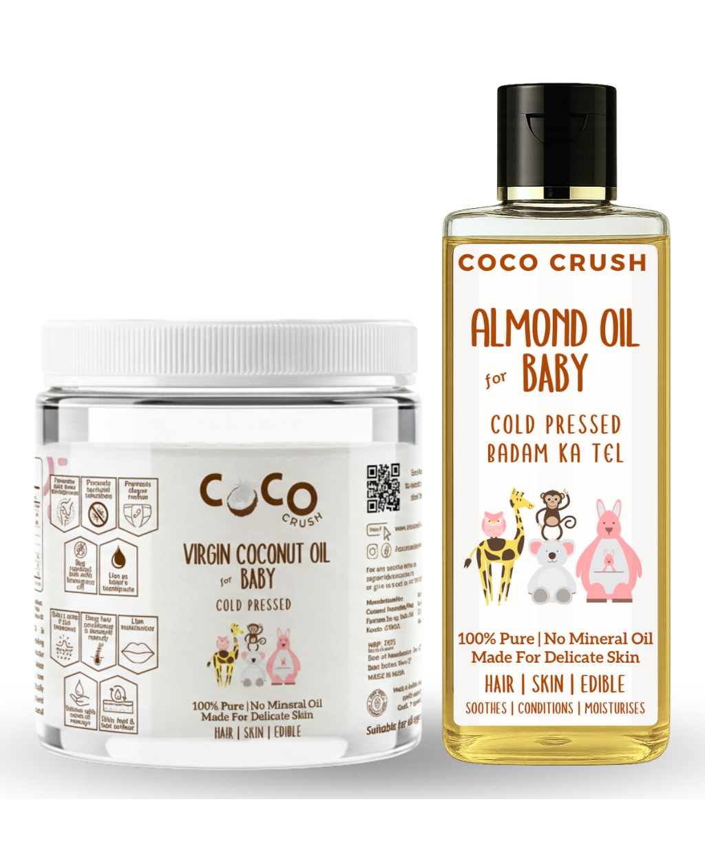 Coco Crush Cold Pressed Baby Almond Oil, 100ml & Baby Virgin Coconut Oil, 500ml - Pure & Organic Hair & Body Massage Oils - 600ml-image-36