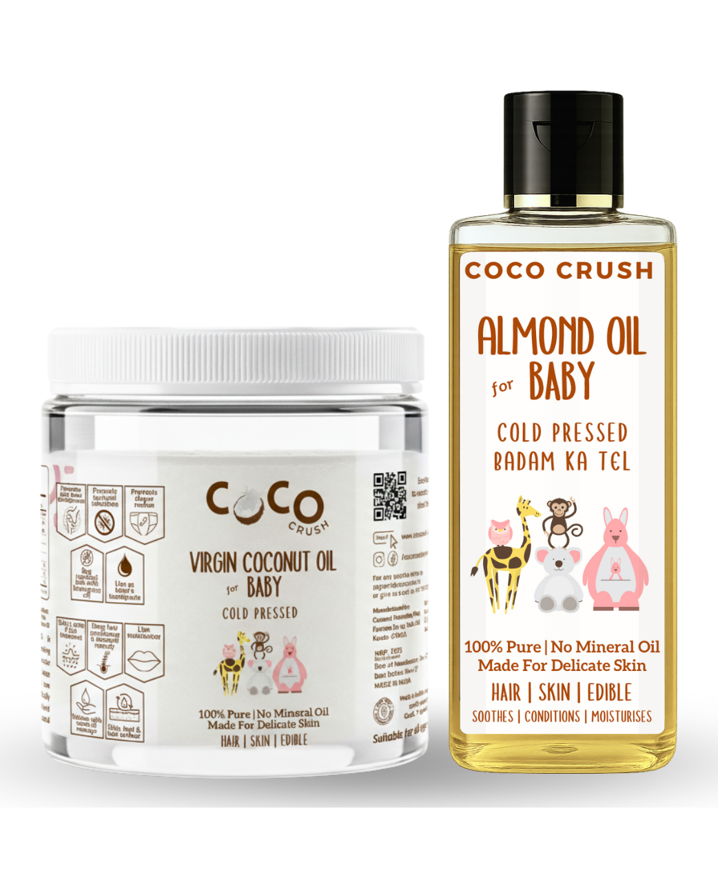 Coco Crush Cold Pressed Baby Almond Oil, 200ml & Baby Virgin Coconut Oil, 500ml - Pure & Organic Hair & Body Massage Oils - 700ml-image-37