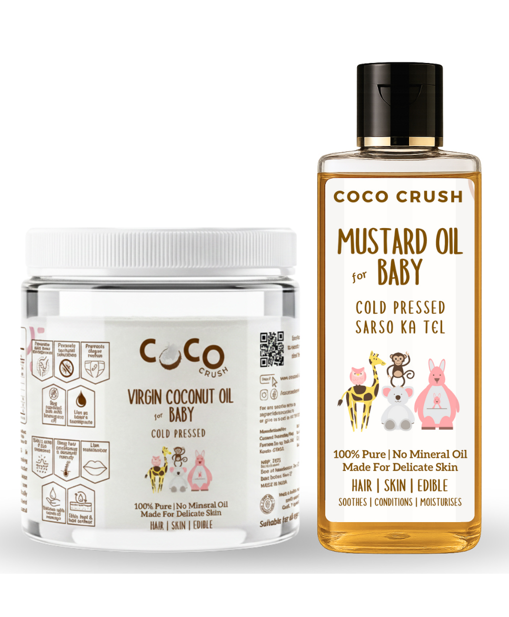 Coco Crush Cold Pressed Baby Mustard Oil, 100ml & Virgin Coconut Oil (Pet Jar), 200ml - Pure & Organic Hair & Body Massage Oils - (300ml)-picture-14