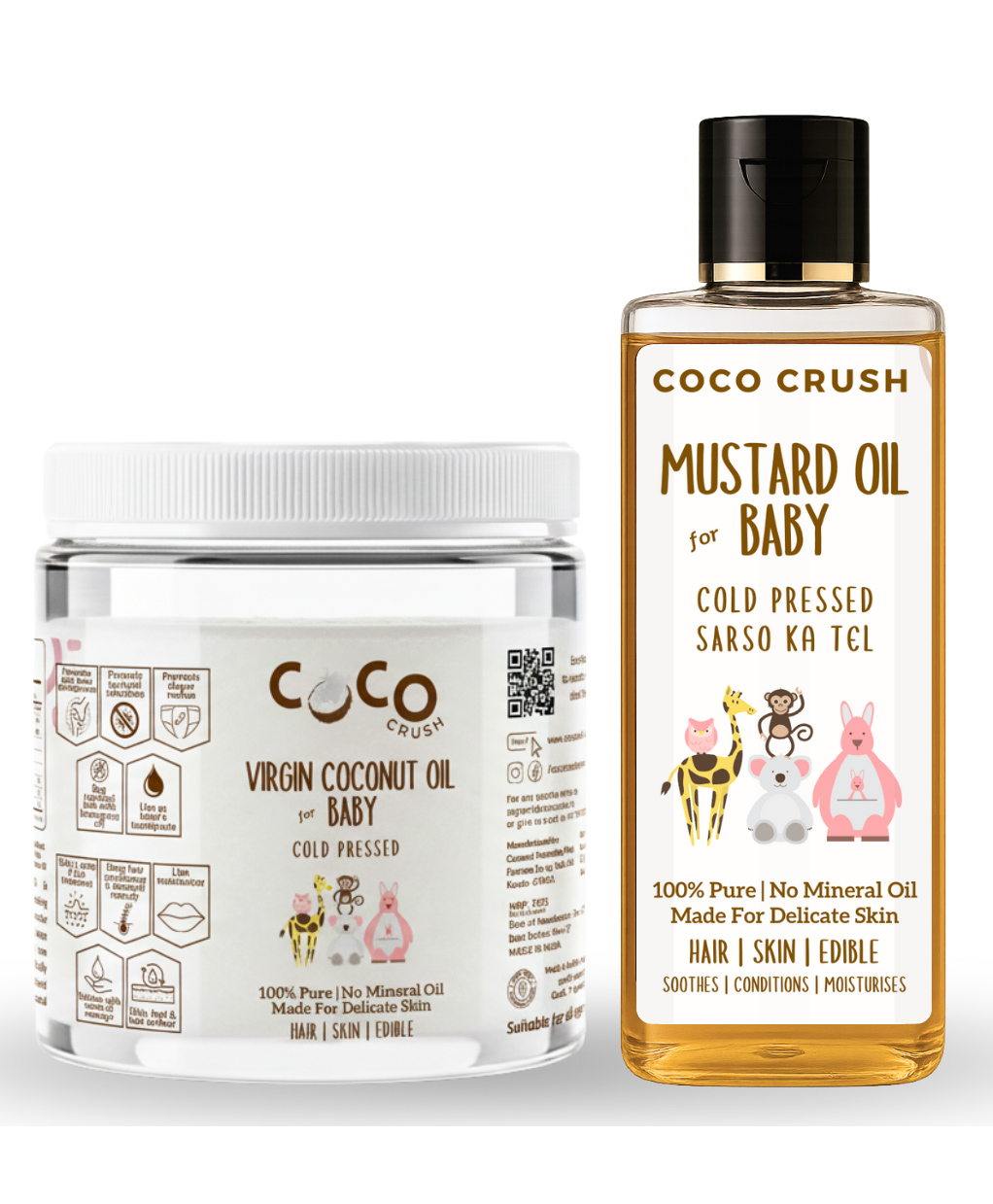 Coco Crush Cold Pressed Baby Mustard Oil, 50ml & Virgin Coconut Oil (Pet Jar), 500ml - Pure & Organic Hair & Body Massage Oils - (550ml)-image-32