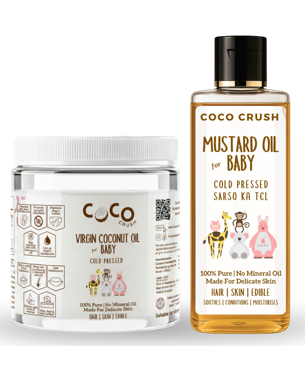 Coco Crush Cold Pressed Baby Mustard Oil, 100ml & Virgin Coconut Oil (Pet Jar), 500ml - Pure & Organic Hair & Body Massage Oils - (600ml)-image-31
