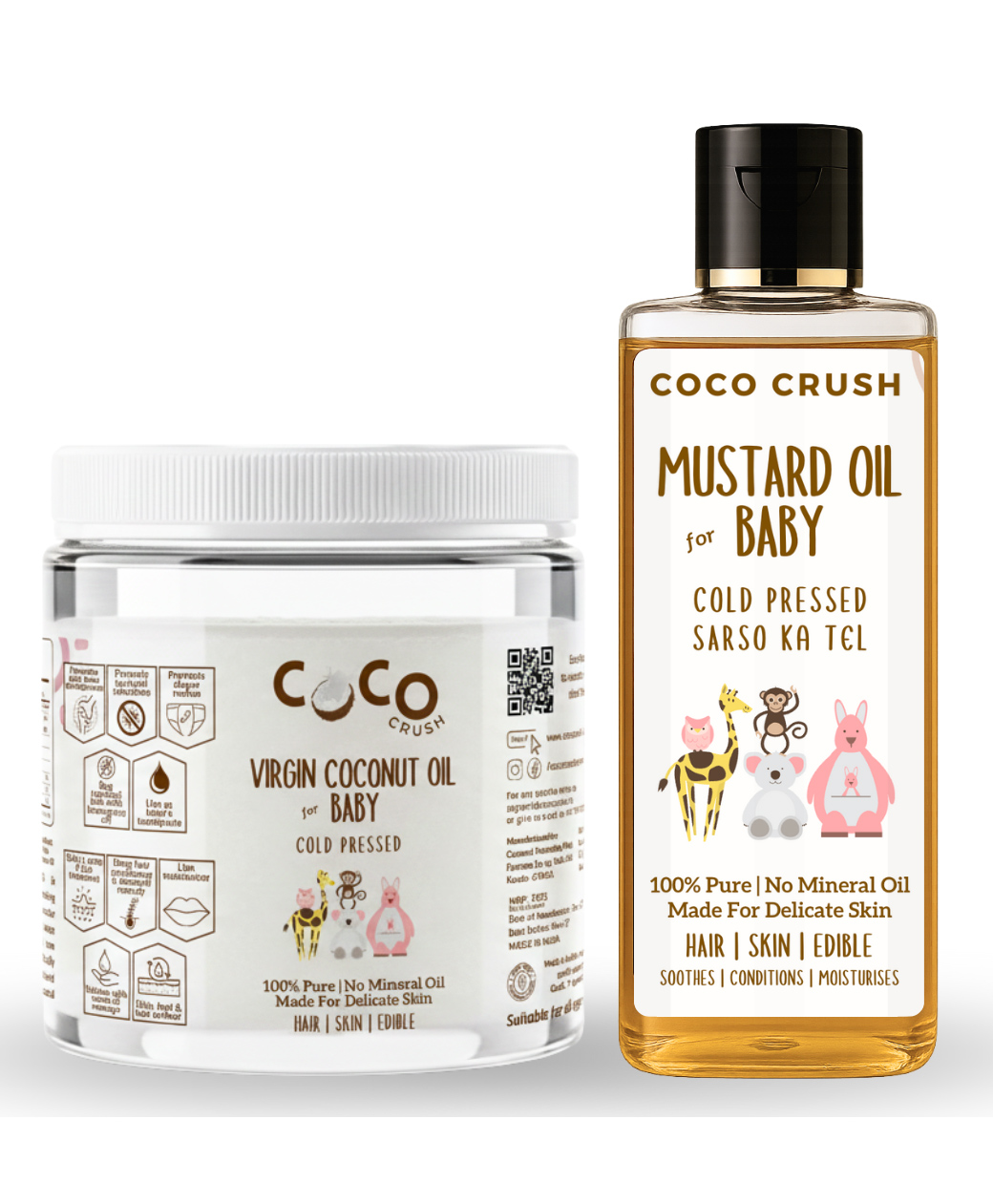 Coco Crush Cold Pressed Baby Mustard Oil, 200ml & Virgin Coconut Oil (Pet Jar), 500ml - Pure & Organic Hair & Body Massage Oils - (700ml)-image-33