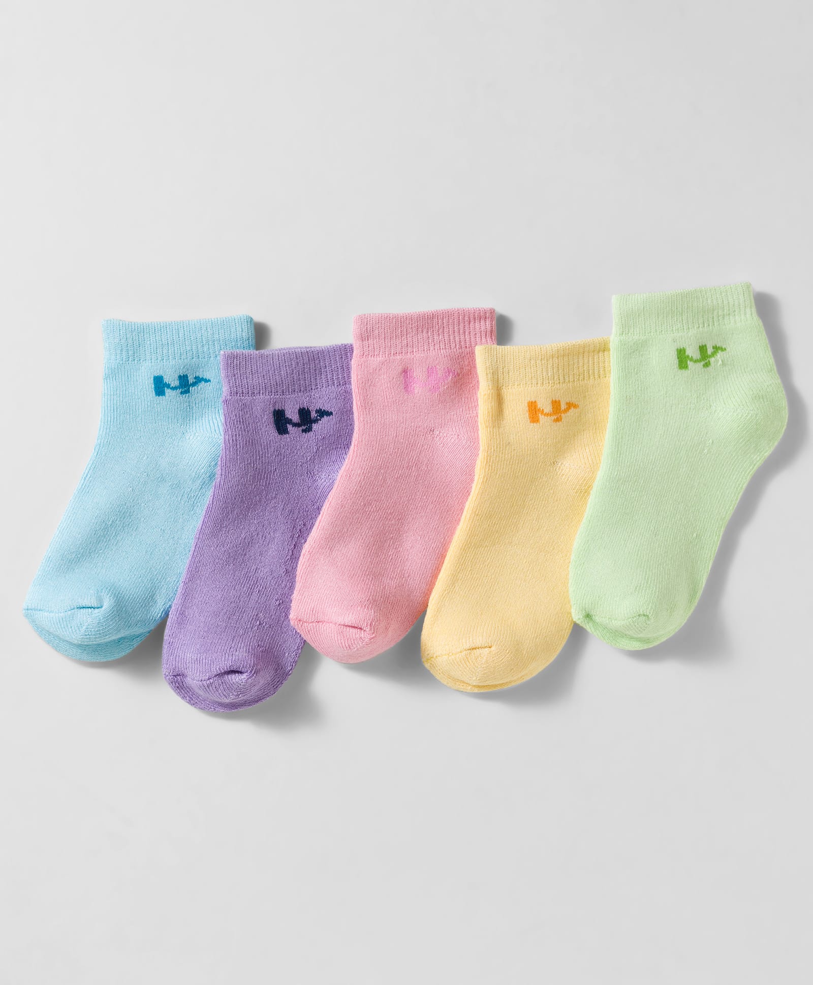 Honeyhap Premium Cotton Blend Cotton Bamboo Spandex Solid Color Socks with Bio Finish Pack of 5 - Yellow Pink Lavender Green & Blue