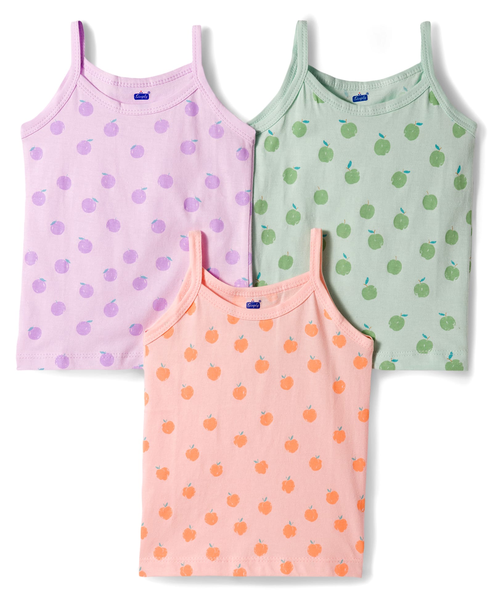Simply Sinker Knit Sleeveless Slips With Fruits Print Pack Of 3 - Peach Mint & Lavender-picture-14