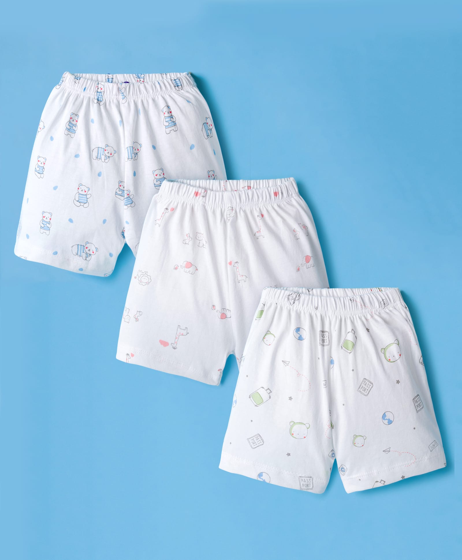 Simply Sinker Knit Shorts with Animal Print Pack of 3 - White-picture-14