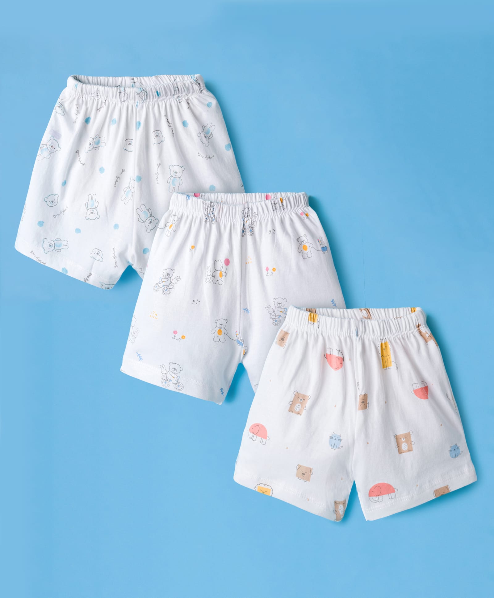 Simply Sinker Knit Shorts with Animal Print Pack of 3 - White-picture-22