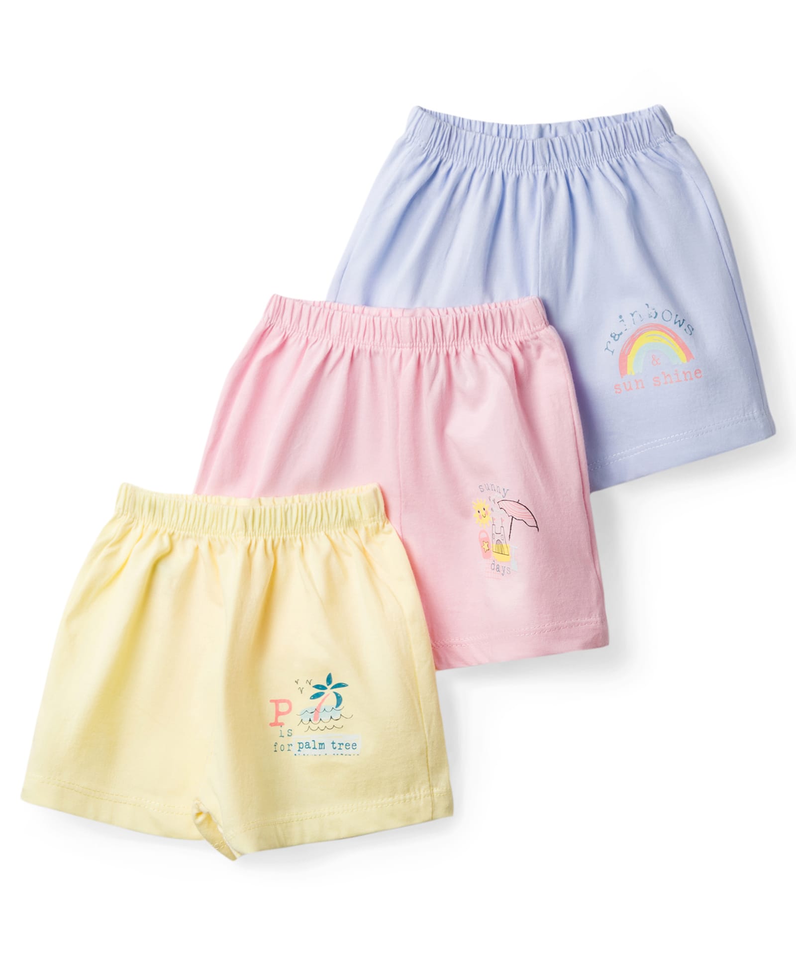Simply Sinker Knit Shorts With Text Print Pack Of 3 - Pink Purple & Yellow-image-3