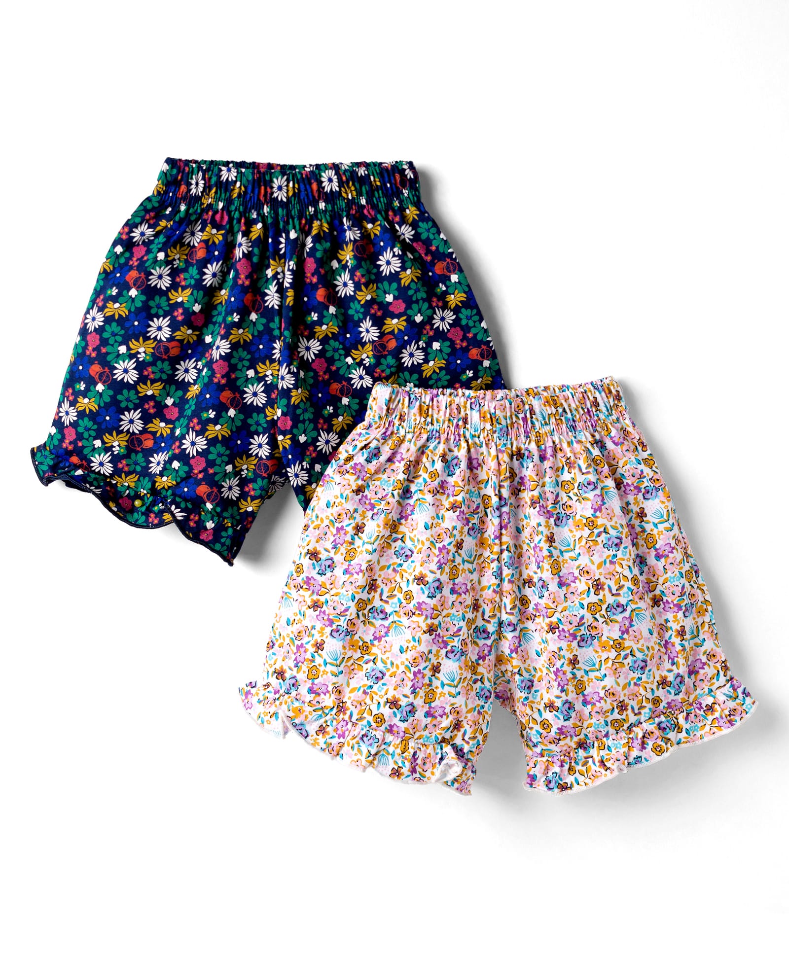 Simply Sinker Knit Shorts With Floral Print Pack Of 2 - Blue & White-image-7