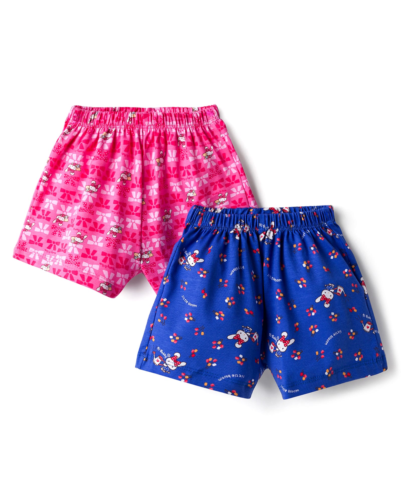 Simply Sinker Knit Shorts with Bunny Print Pack of 2 - Pink & Blue-picture-25