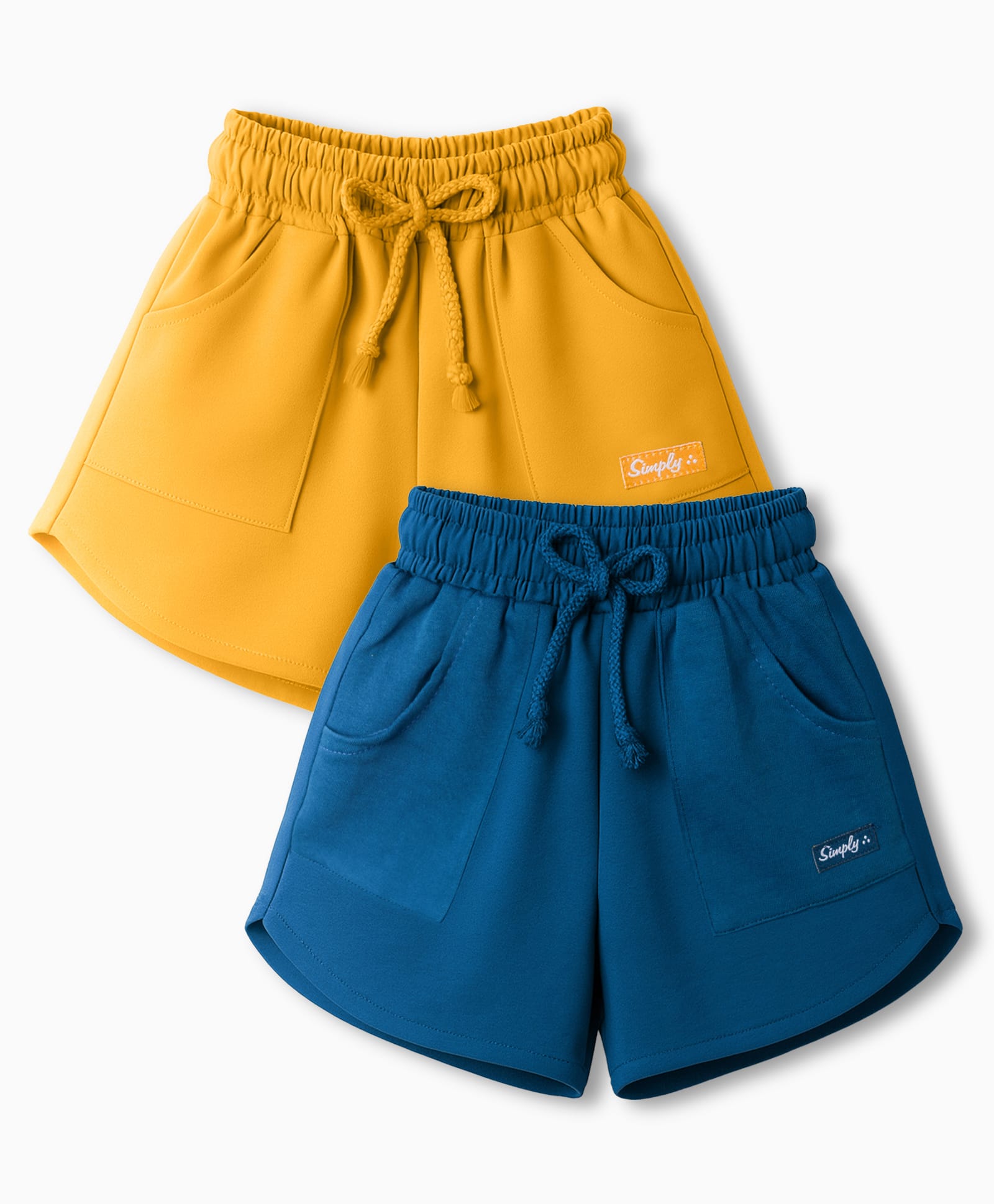 Simply Sinker Knit Solid Color Shorts Pack of 2 - Navy Blue & Mustard-image-15