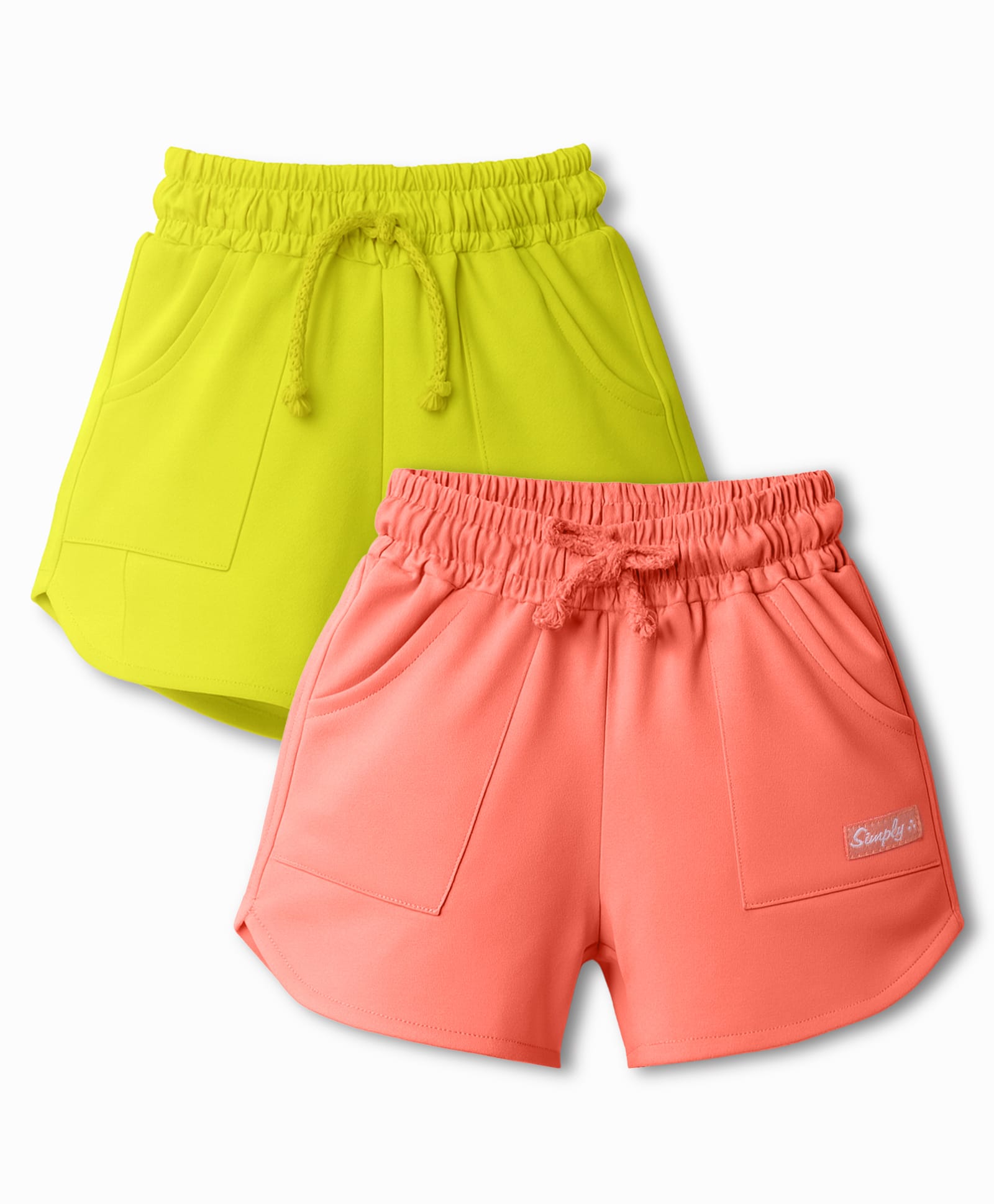 Simply Sinker Knit Solid Color Shorts Pack of 2 - Lime Green & Dark Peach-image-14