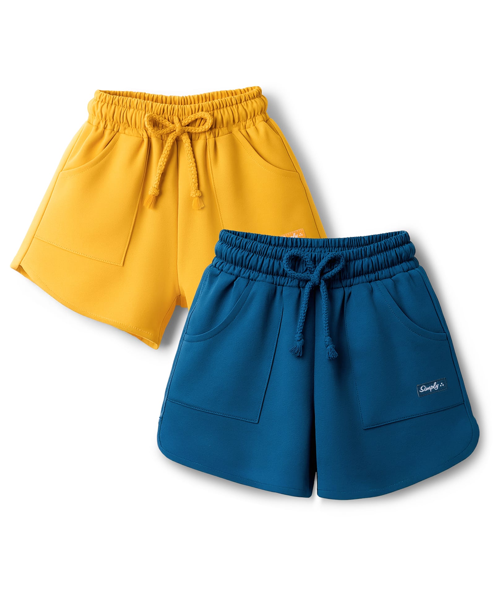 Simply Sinker Knit Solid Colour Shorts Pack Of 2 - Yellow & Blue-picture-27