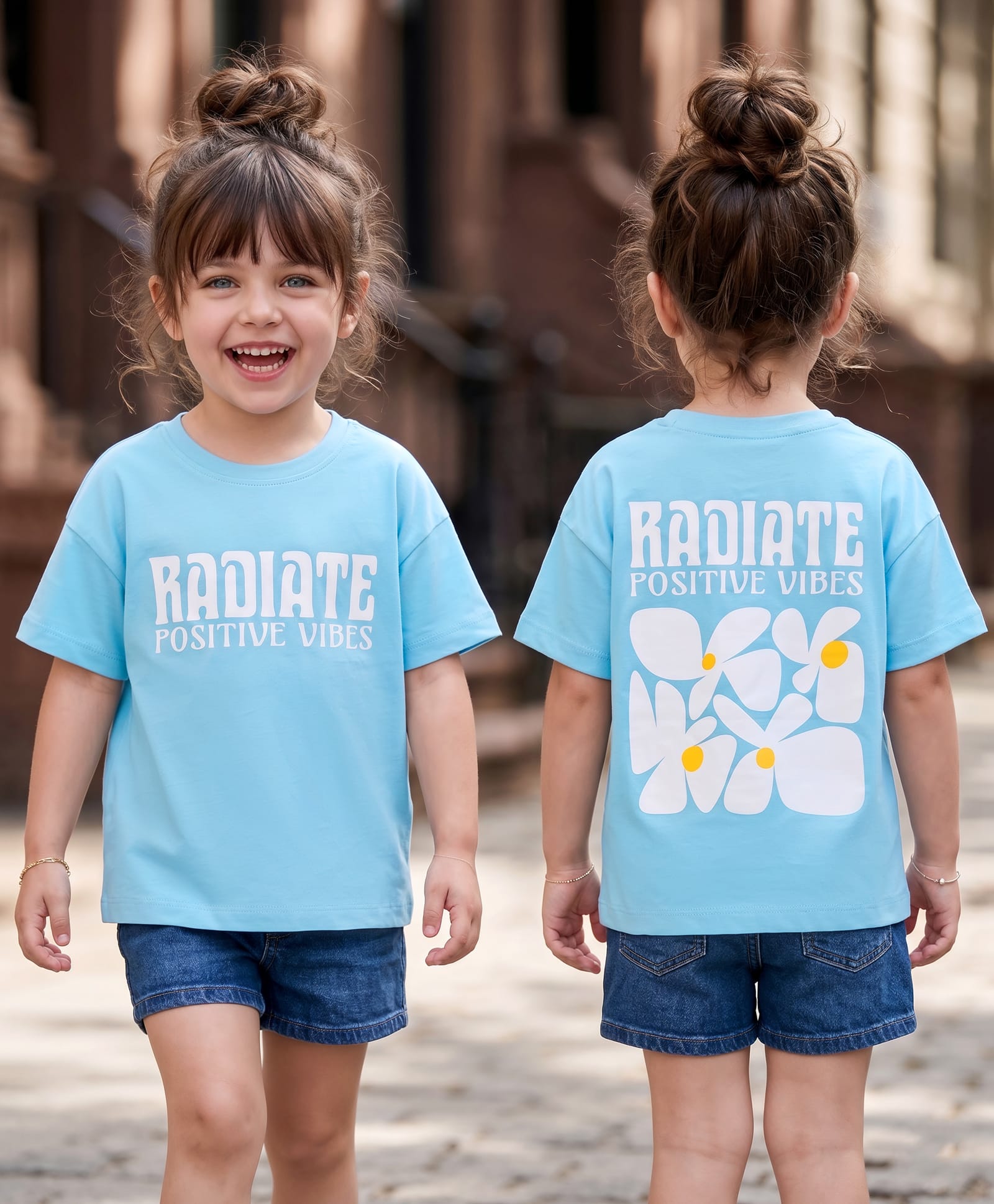 Kookie Kids Single Jersey Knit Half Sleeves T-Shirt With Radiante Print - Light Blue-image-47