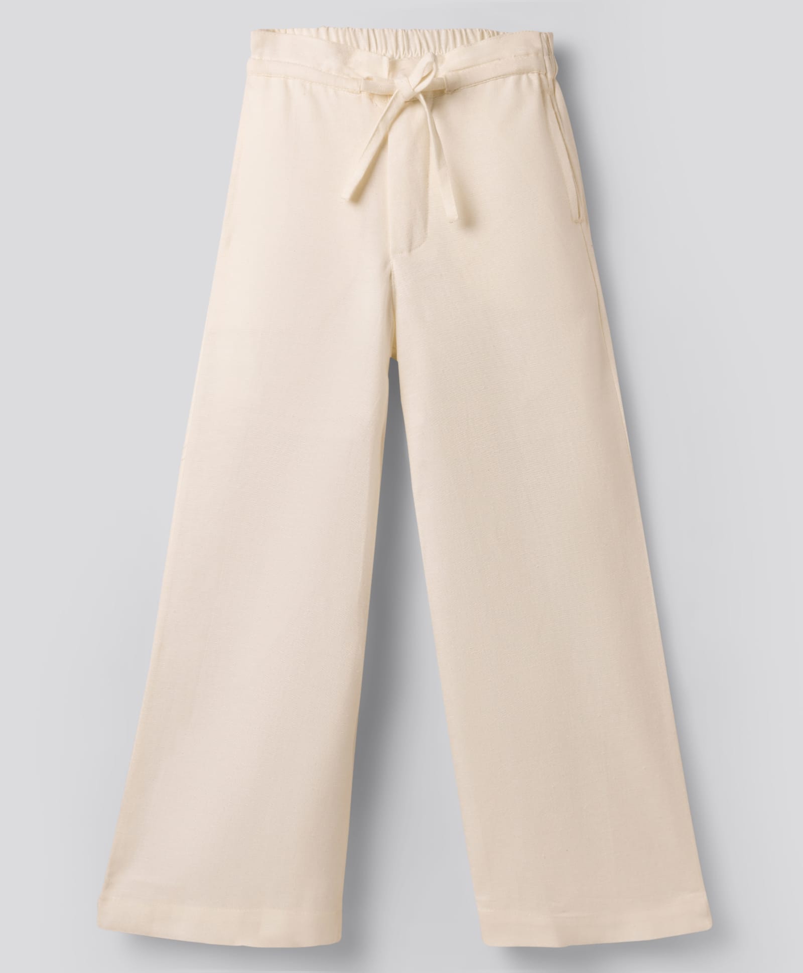 Primo Gino Woven Full Length Wide Leg Solid Trouser - Off White-picture-25