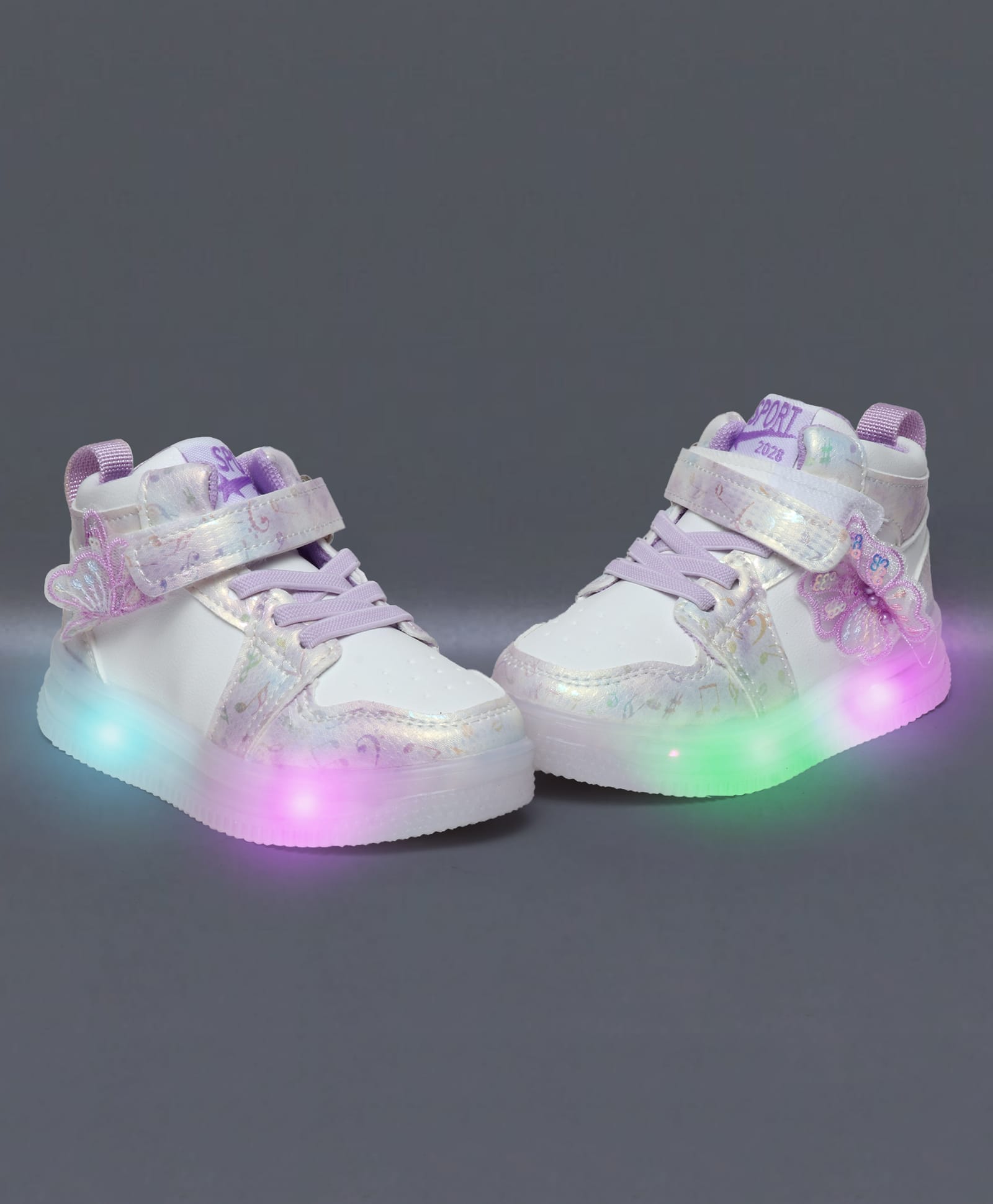 NEW STEPS Butterfly Applique Detailed LED Velcro Closure Shoes - Purple-picture-26