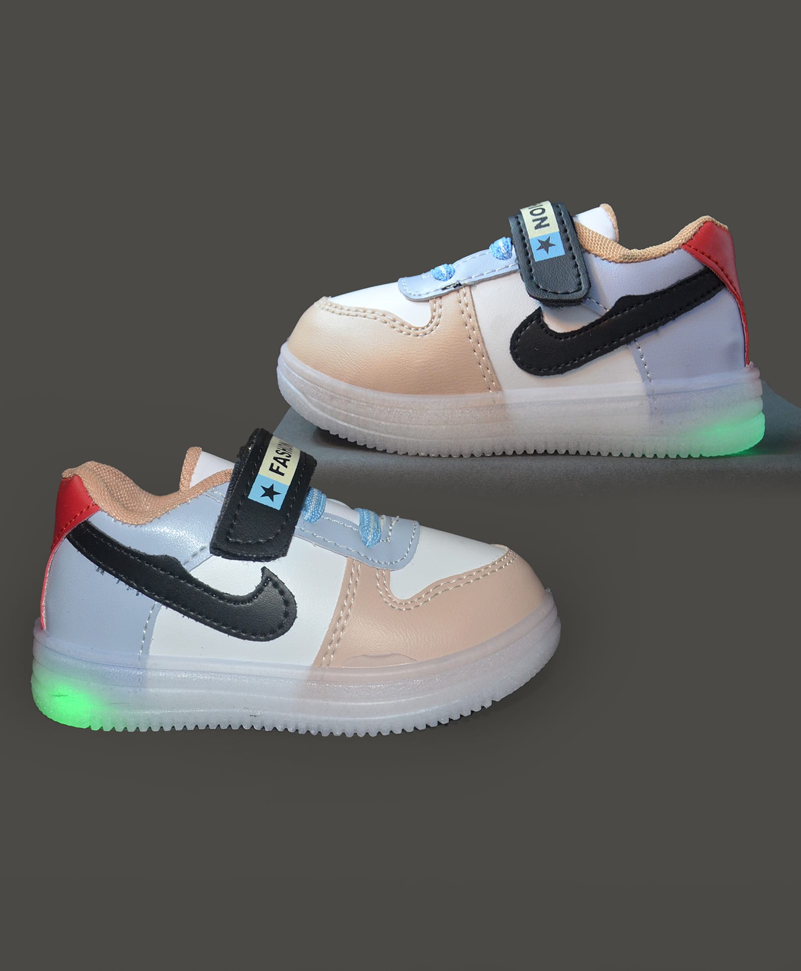 NEW STEPS Colour Blocked LED Velcro Closure Shoes - Peach-picture-30