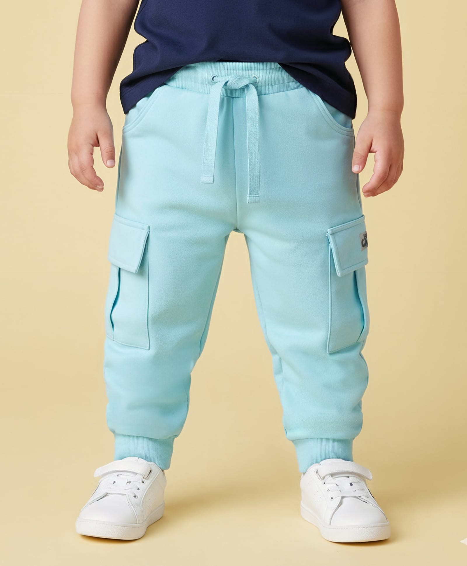 Babyoye 100% Cotton Knit Full Length Solid Colour Lounge Pant - Light Blue-picture-32