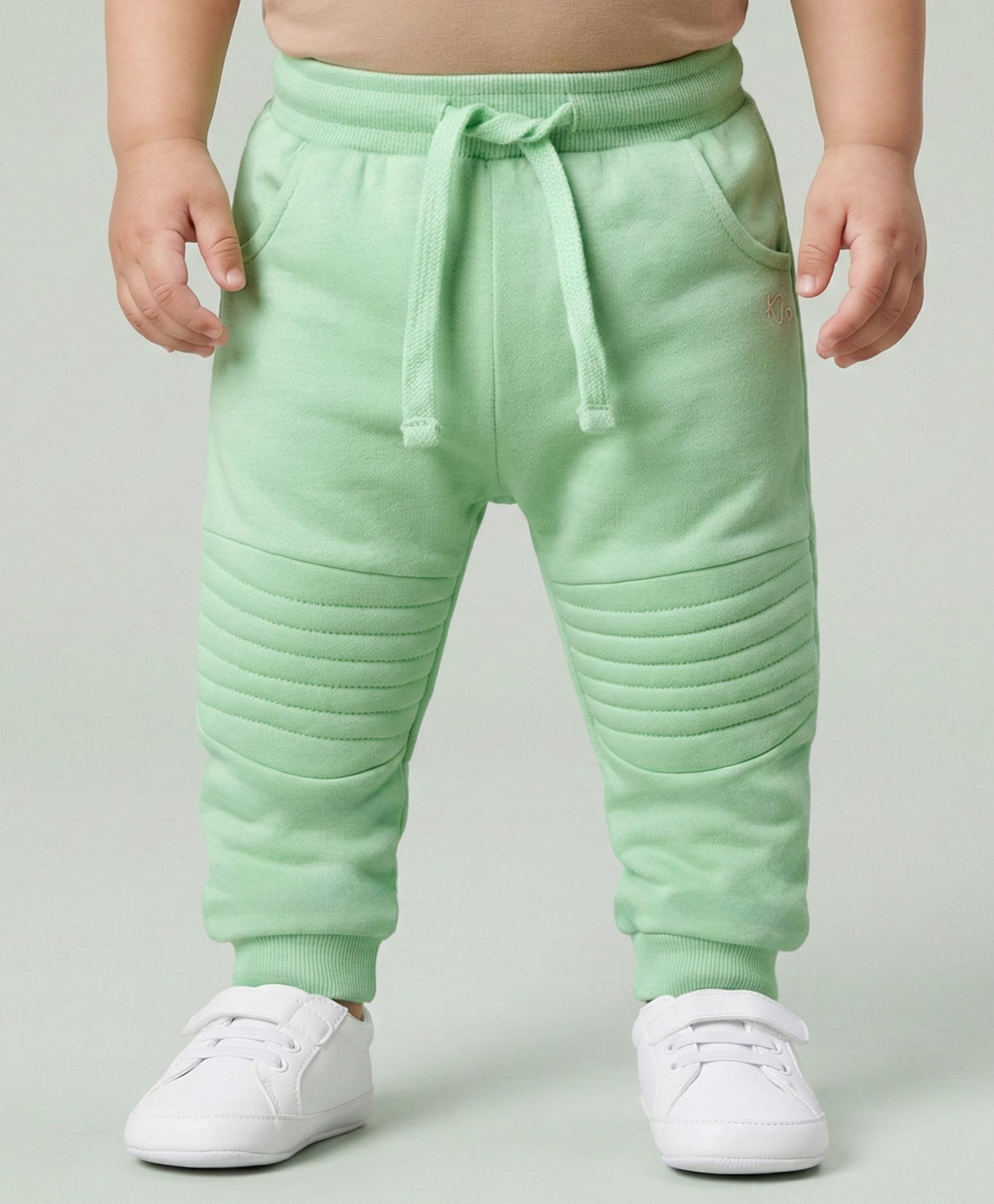 Babyoye 100% Cotton Knit Full Length Solid Color Lounge Pant - Green-picture-31