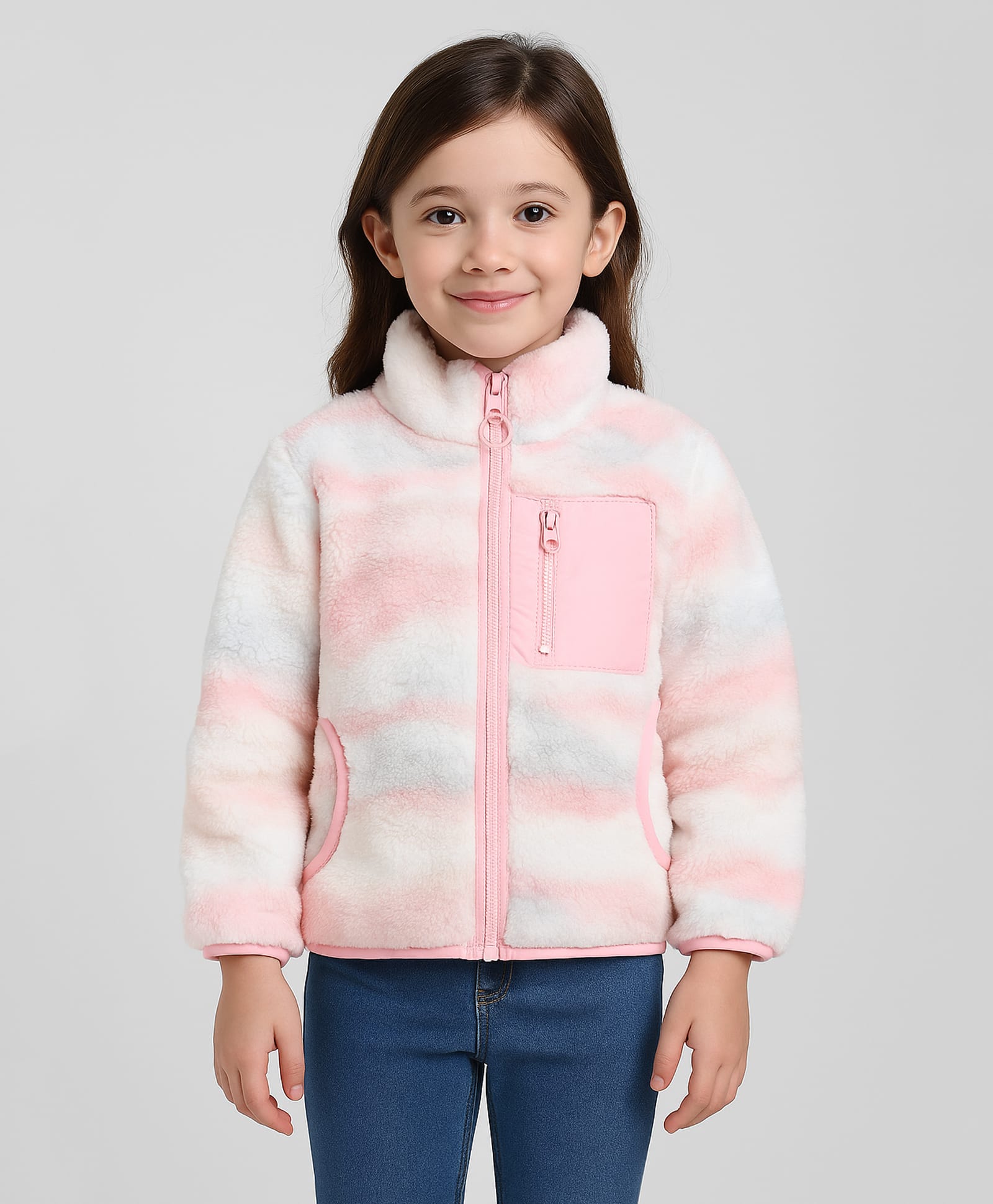 Sportking Knit Full Sleeves Tie Dye Light Winter Jacket - Peach-picture-39