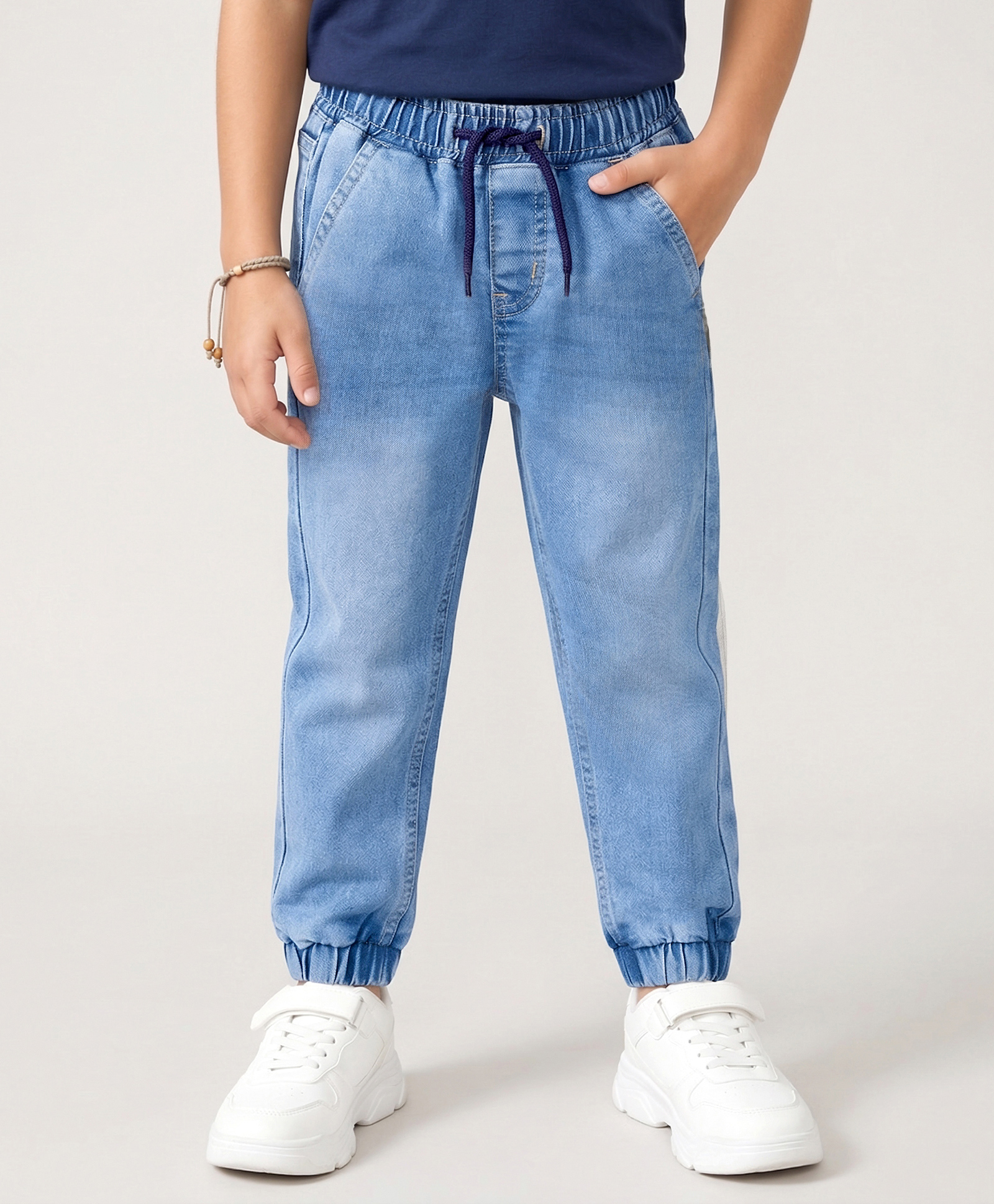 Primo Gino Woven Full Length Washed Tapered Joggers - Light Blue-picture-33