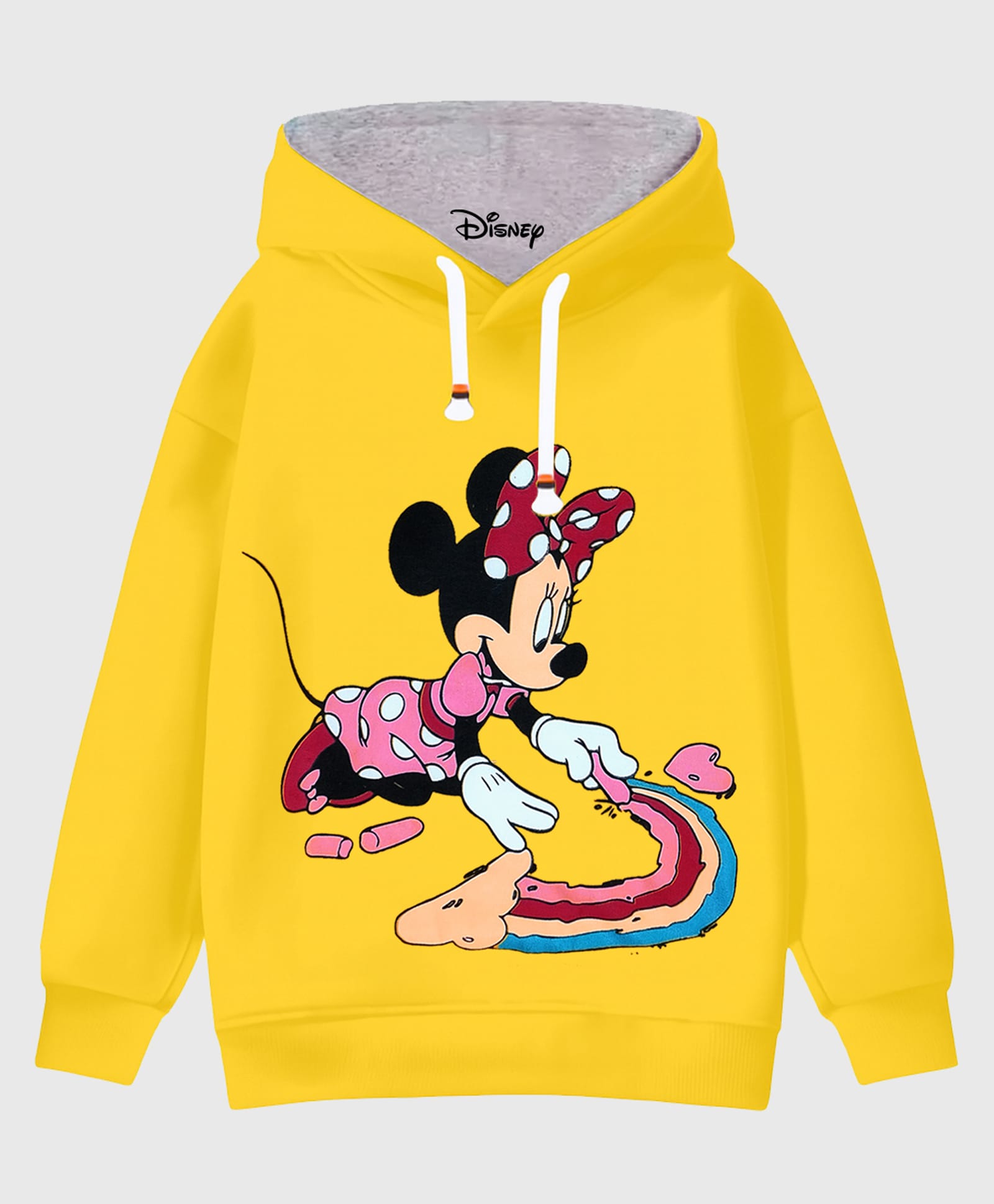 KUCHIPOO Fleece Knit Disney Mickey Mouse & Friends Featuring Full Sleeves Minnie Mouse Printed Winter Hoodie - Multi Colour-picture-18