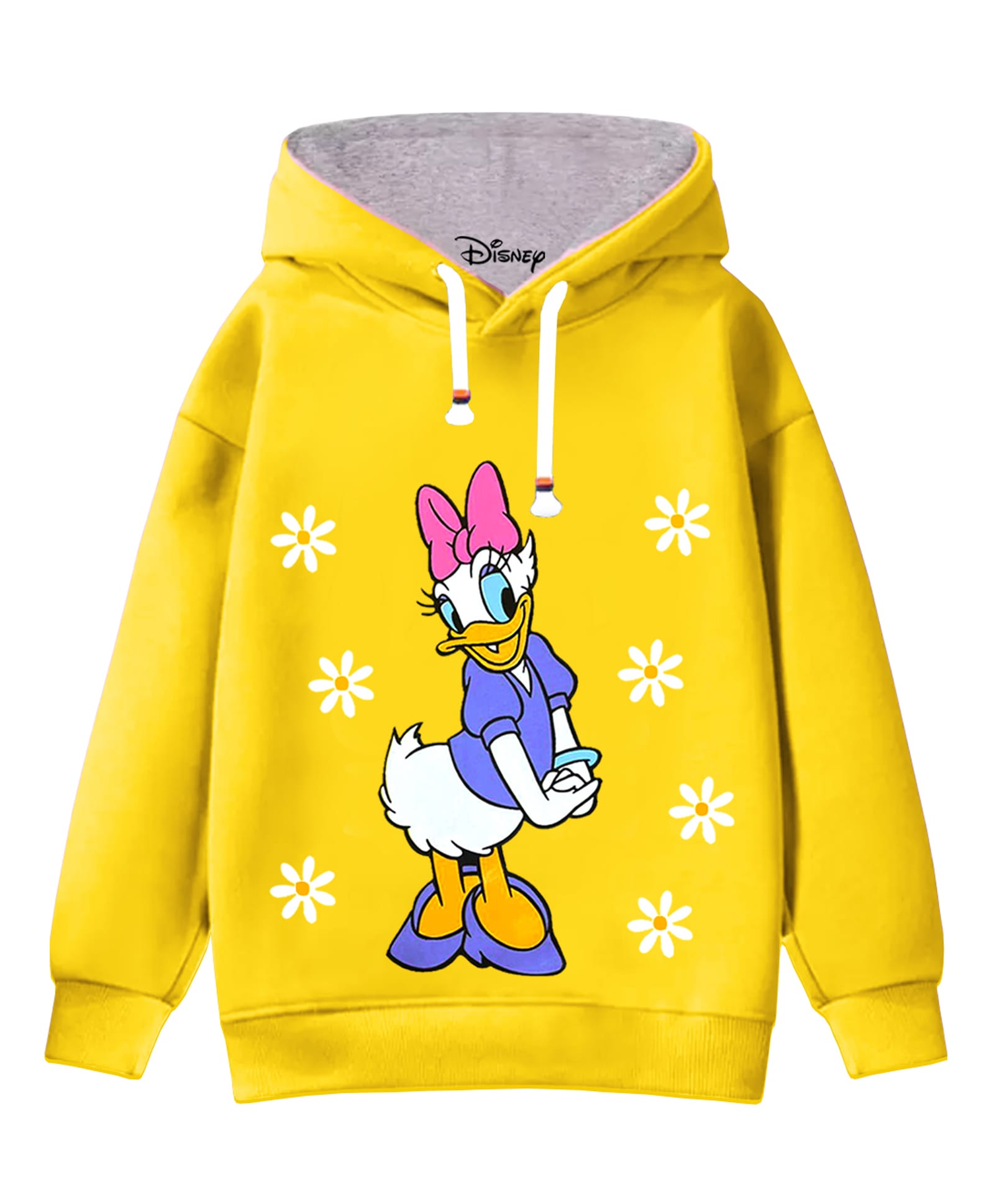 KUCHIPOO Fleece Knit Disney Mickey Mouse & Friends Featuring Full Sleeves Daisy Duck Printed Winter Hoodie - Multi Colour-picture-19