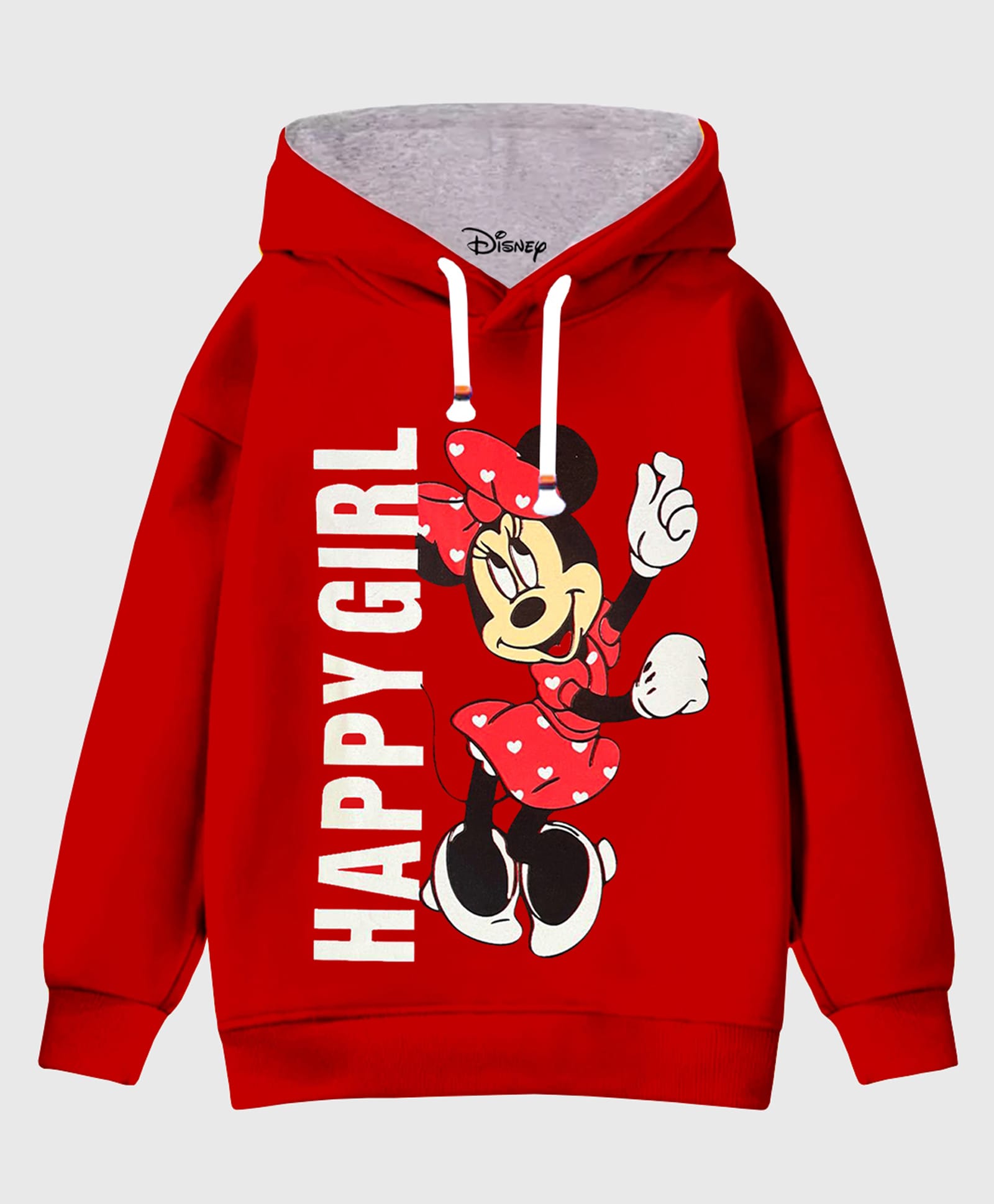 KUCHIPOO Fleece Knit Disney Mickey Mouse & Friends Featuring Full Sleeves Minnie Mouse Printed Winter Hoodie - Multi Colour-picture-25
