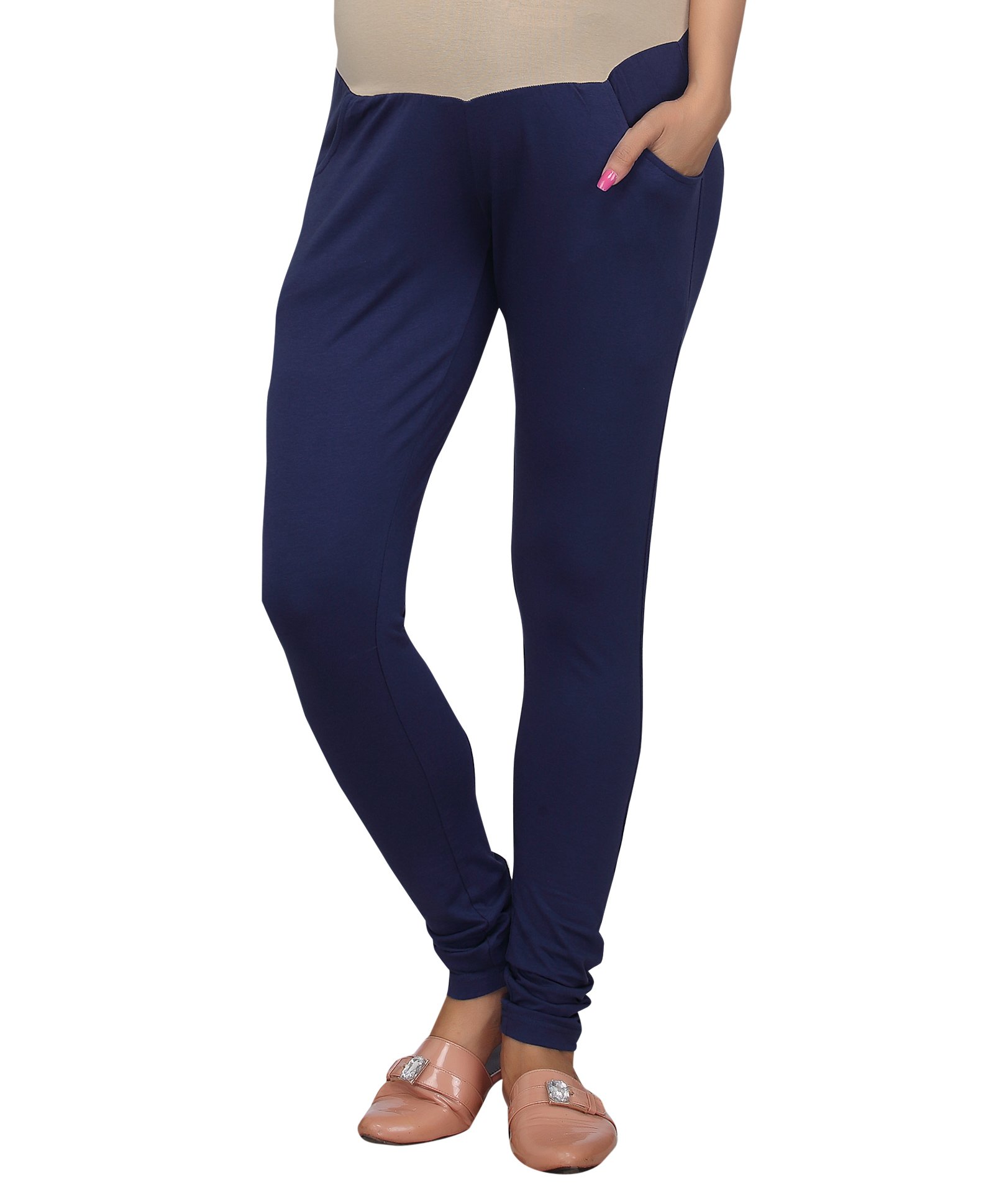 Kriti Full Length Maternity Leggings With Tummy Hug - Navy Blue-image-37