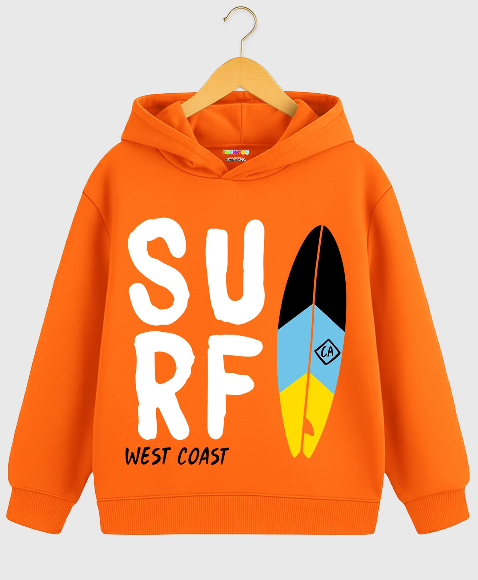 KUCHIPOO Fleece Knit Full Sleeves Typography & Beach Theme Printed Winter Hoodie - Multi Colour-picture-29