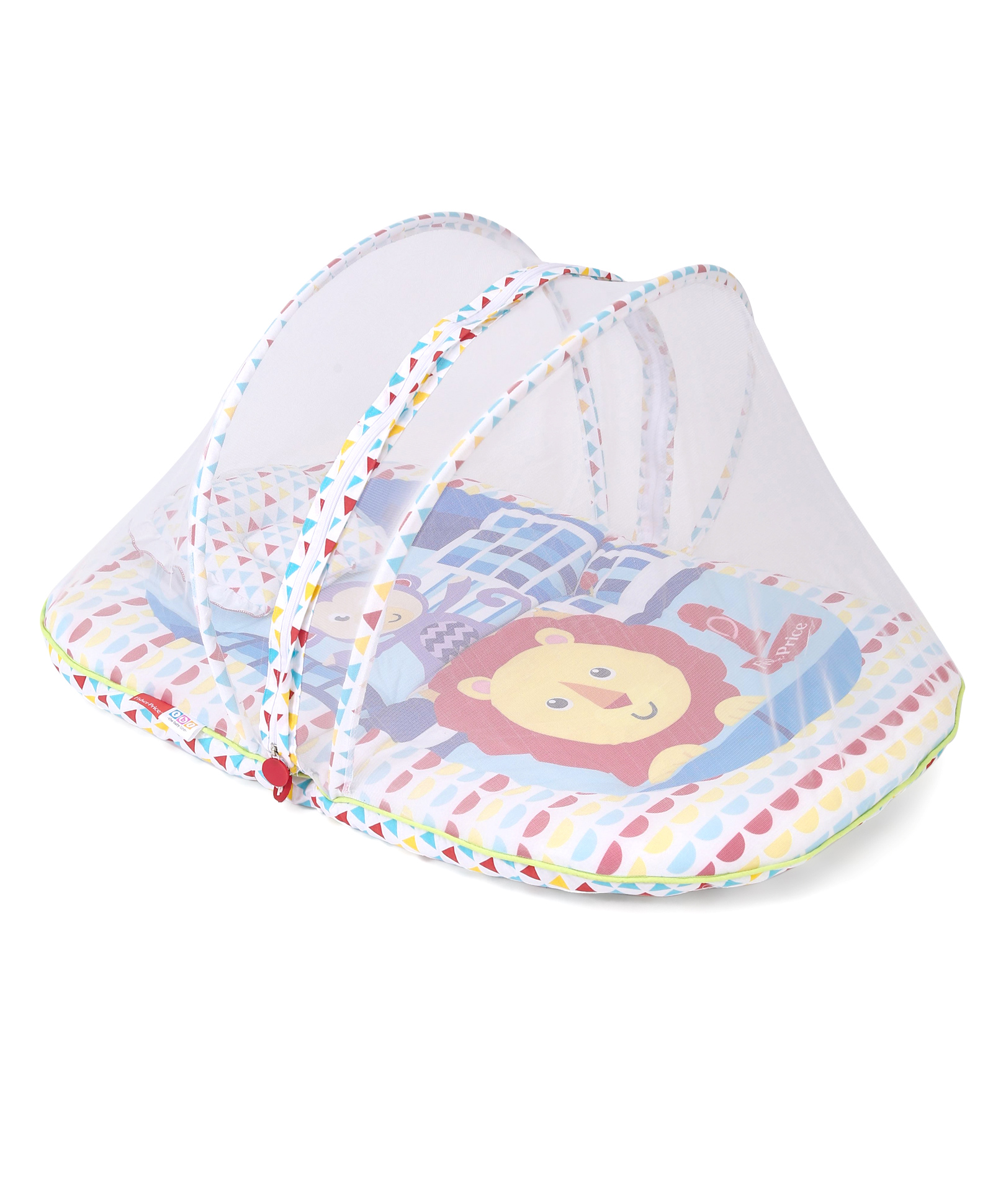 Fisher Price Mattress With Mosquito Net And 1 Pillow Lion & Monkey Print - Multicolor-image-10
